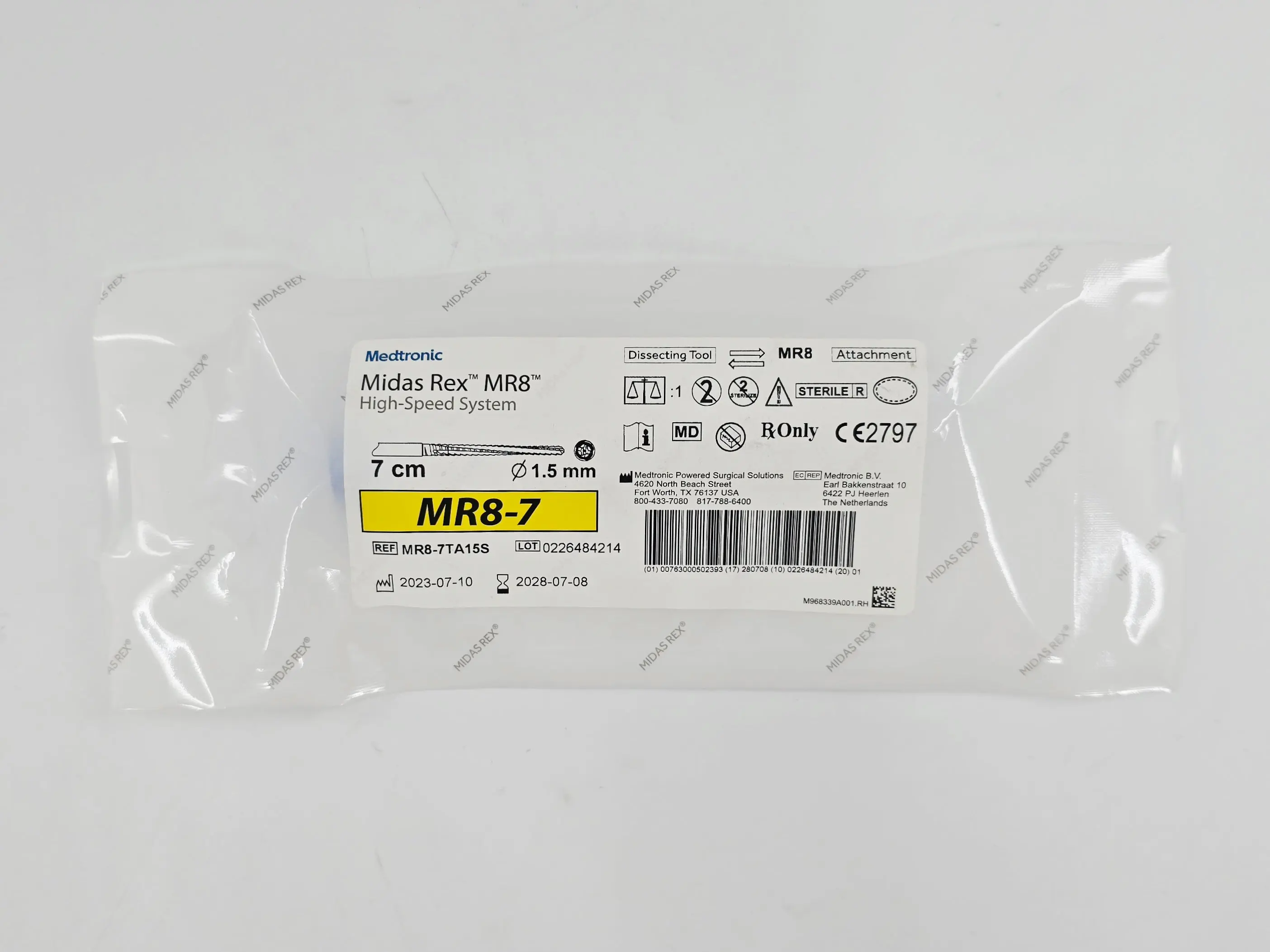 Medtronic MR8-7TA15S Midas Rex MR8-7 MR8 High Speed System Bur Attachment 7cm x 1.5mm Dissecting Tool - Image 2