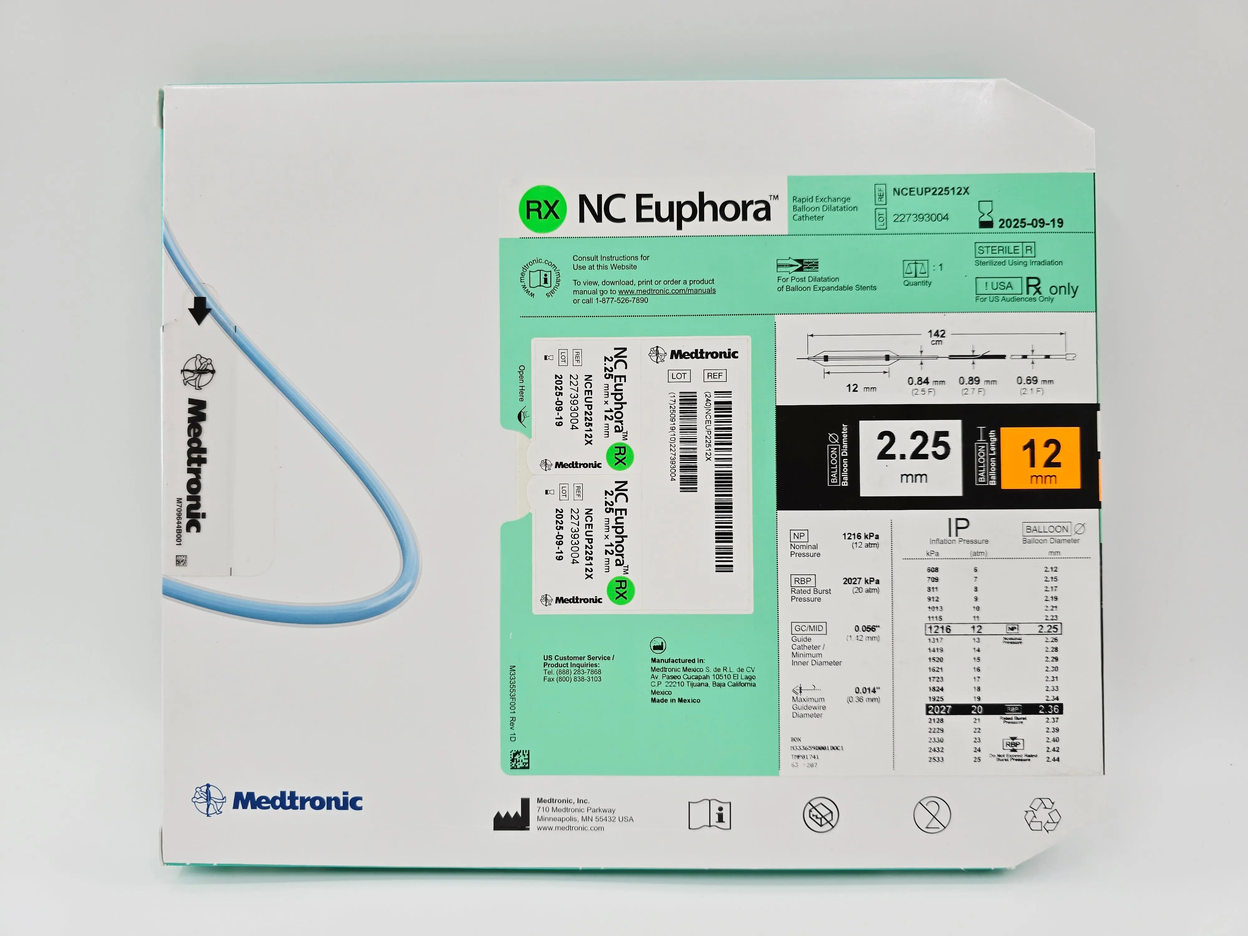 Medtronic NCEUP22512X NC Euphora 2.25mm x 12mm Noncompliant Balloon Dilation Catheter - Image 2