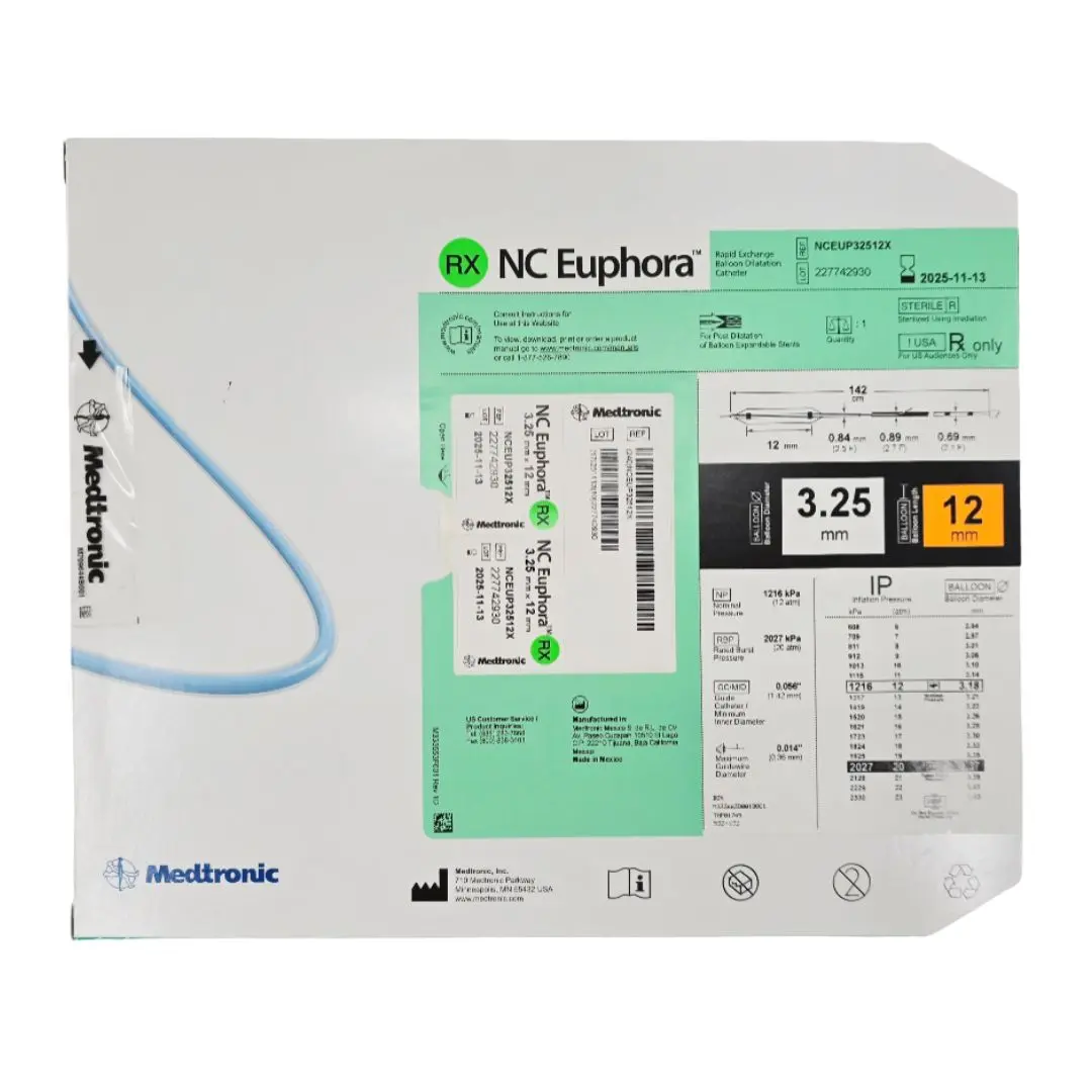 Medtronic NCEUP32512X NC Euphora 3.25mm x 12mm Noncompliant Balloon Dilation Catheter