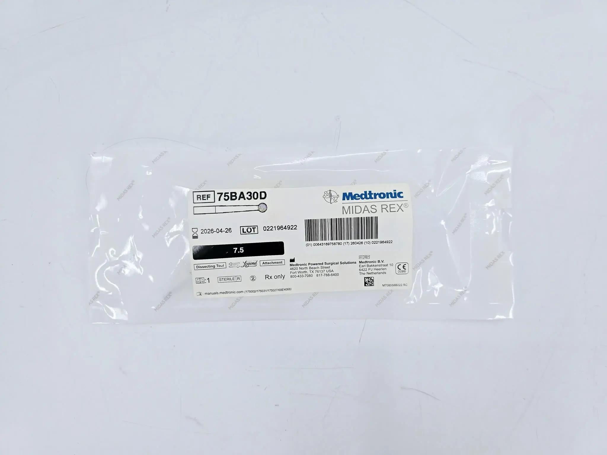 Medtronic 75BA30D Midas Rex Legend Ball Diamond Bur 7.5cm x 3mm - Image 2