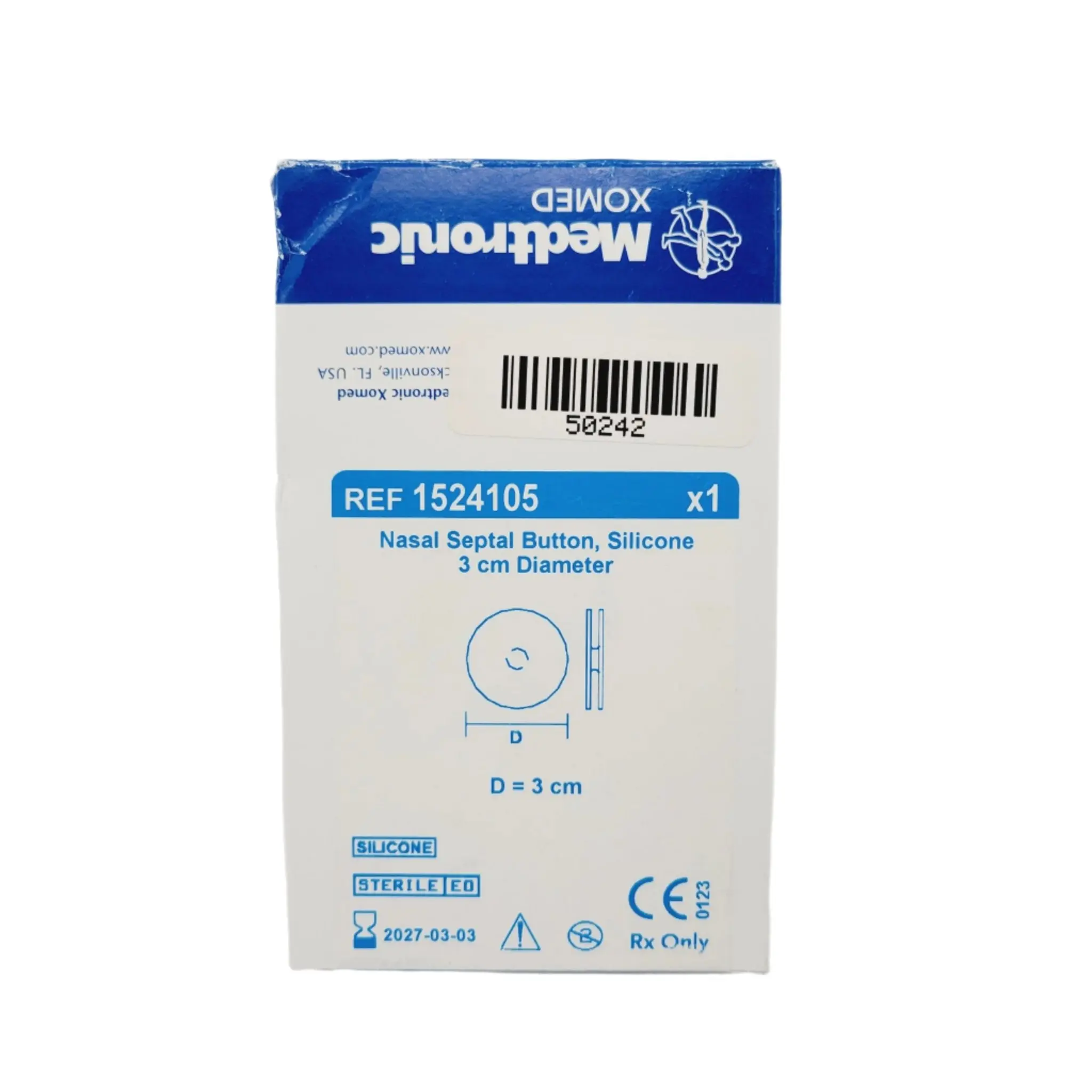 Medtronic XOMED 1524105 Nasal Septal Button, Silicone 3cm Diameter - Image 2