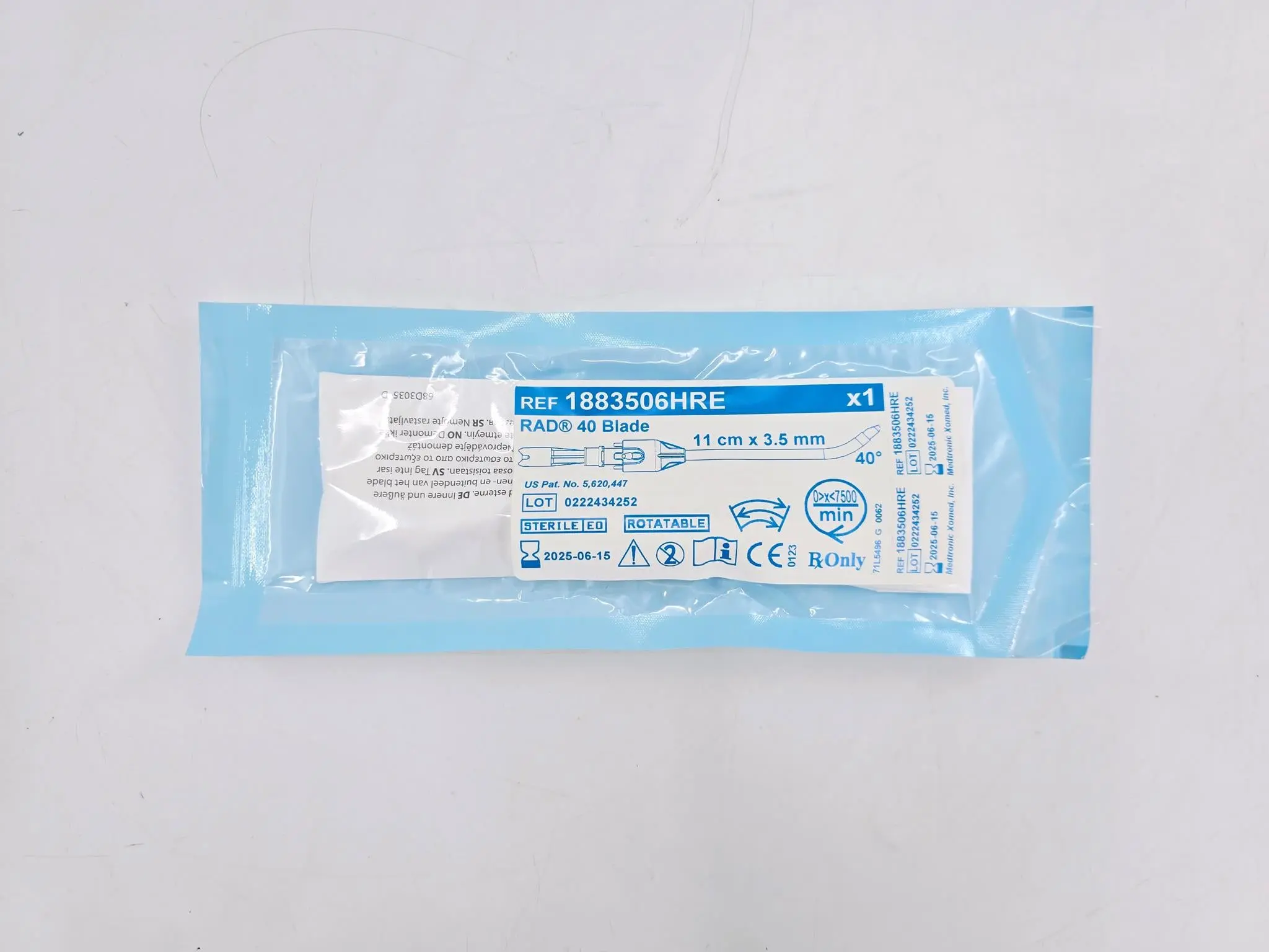 Medtronic 1883506HRE 3.5mm RAD 40 Rotatable Curved Sinus Blade 11cm - Image 2