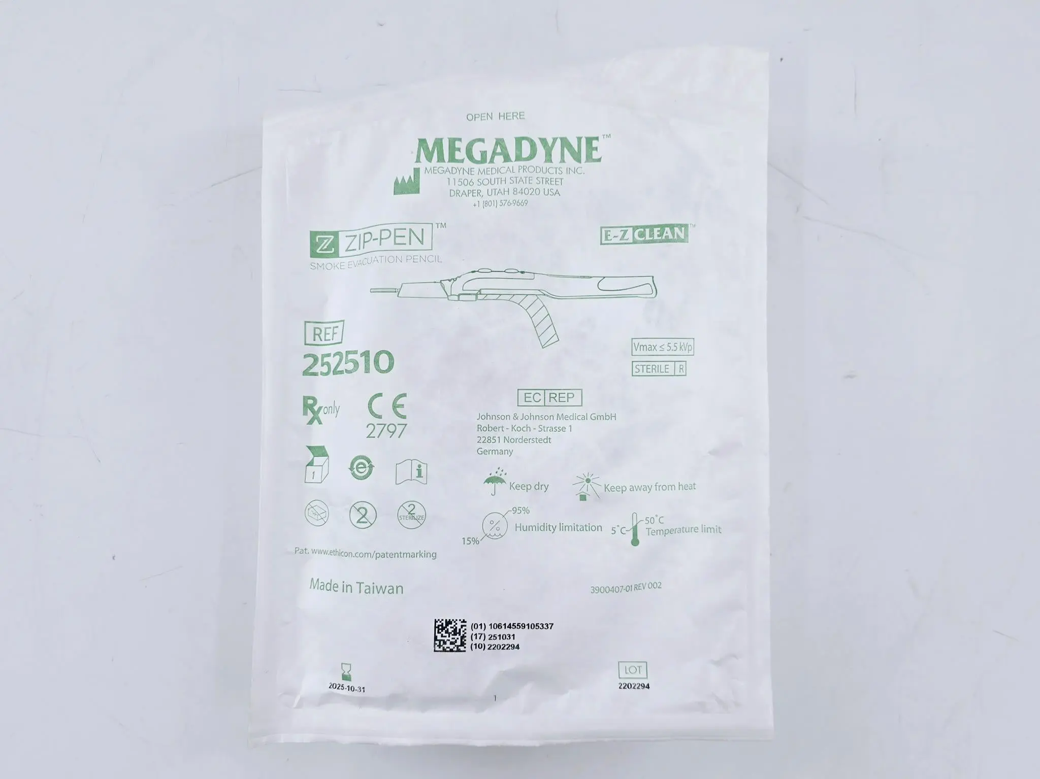 Megadyne 252510 Zip Pen Ergonomic Smoke Evacuation Pencil E-Z Clean 10' Tubing Case of 20 - Image 2