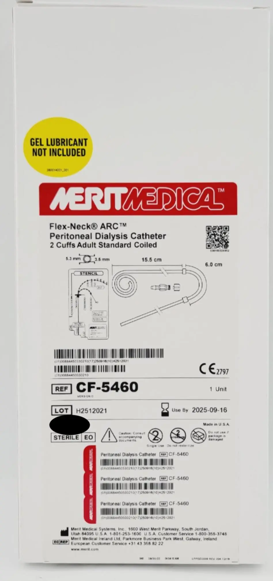 Merit Medical CF-5460 Flex Neck ARC Peritoneal Dialysis Catheter 2 Cuff Adult - Image 3