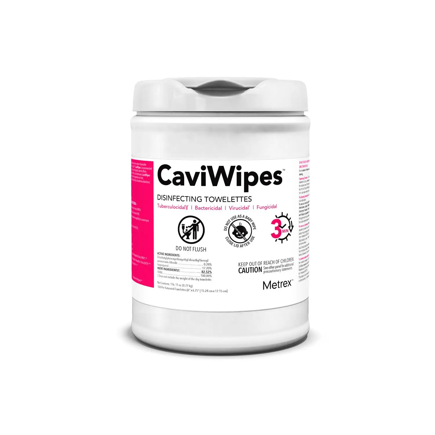 METREX 13-1100 CAVIWIPES DISINFECTING TOWELETTES CaviWipes, 160 Wipes, 12 canisters/cs (40 cs/plt) (091263)