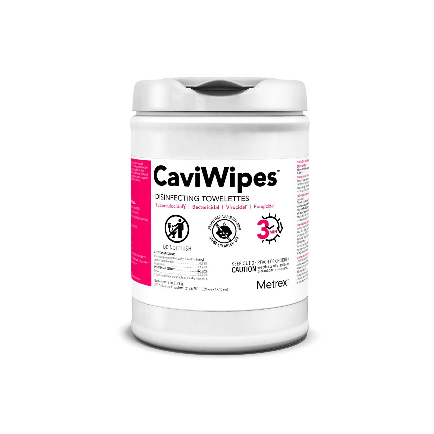 METREX 10-1090 CAVIWIPES DISINFECTING TOWELETTES CaviWipes, 220 Wipes per Canister, 12 can/cs (40 cs/plt) (091262)