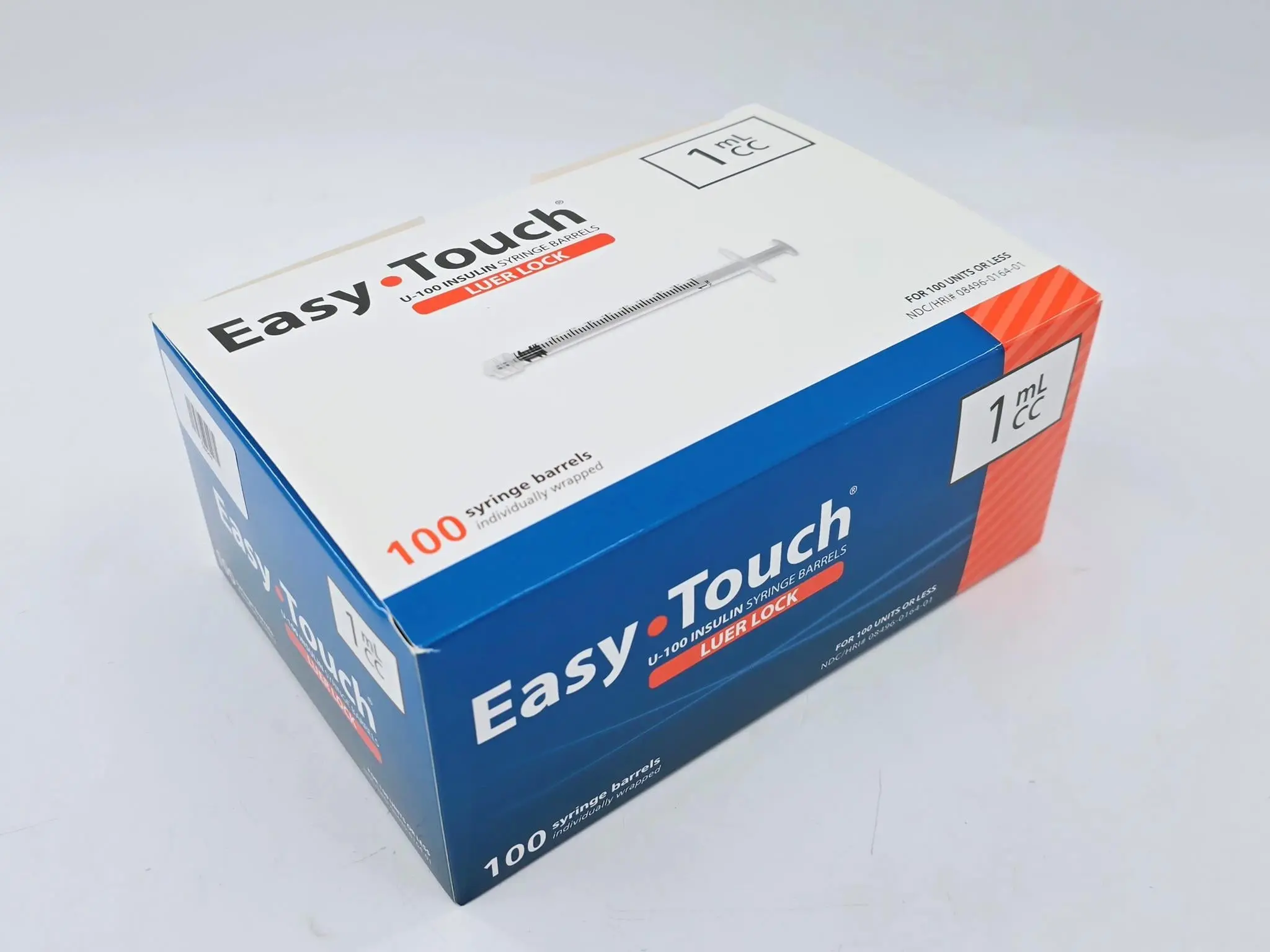 MHC 802015 Easy Touch 1ml U-100 Insulin Syringe Barrels w/ Luer Lock Box of 100 - Image 2