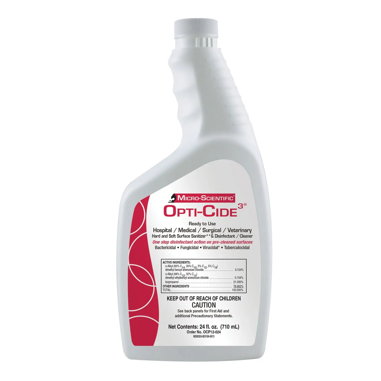 MICRO-SCIENTIFIC MOCP12-024 OPTI-CIDE3 DISINFECTANT Opti-Cide3 Disinfectant, Pour Bottle with Flip Cap, 24 oz, 12/cs