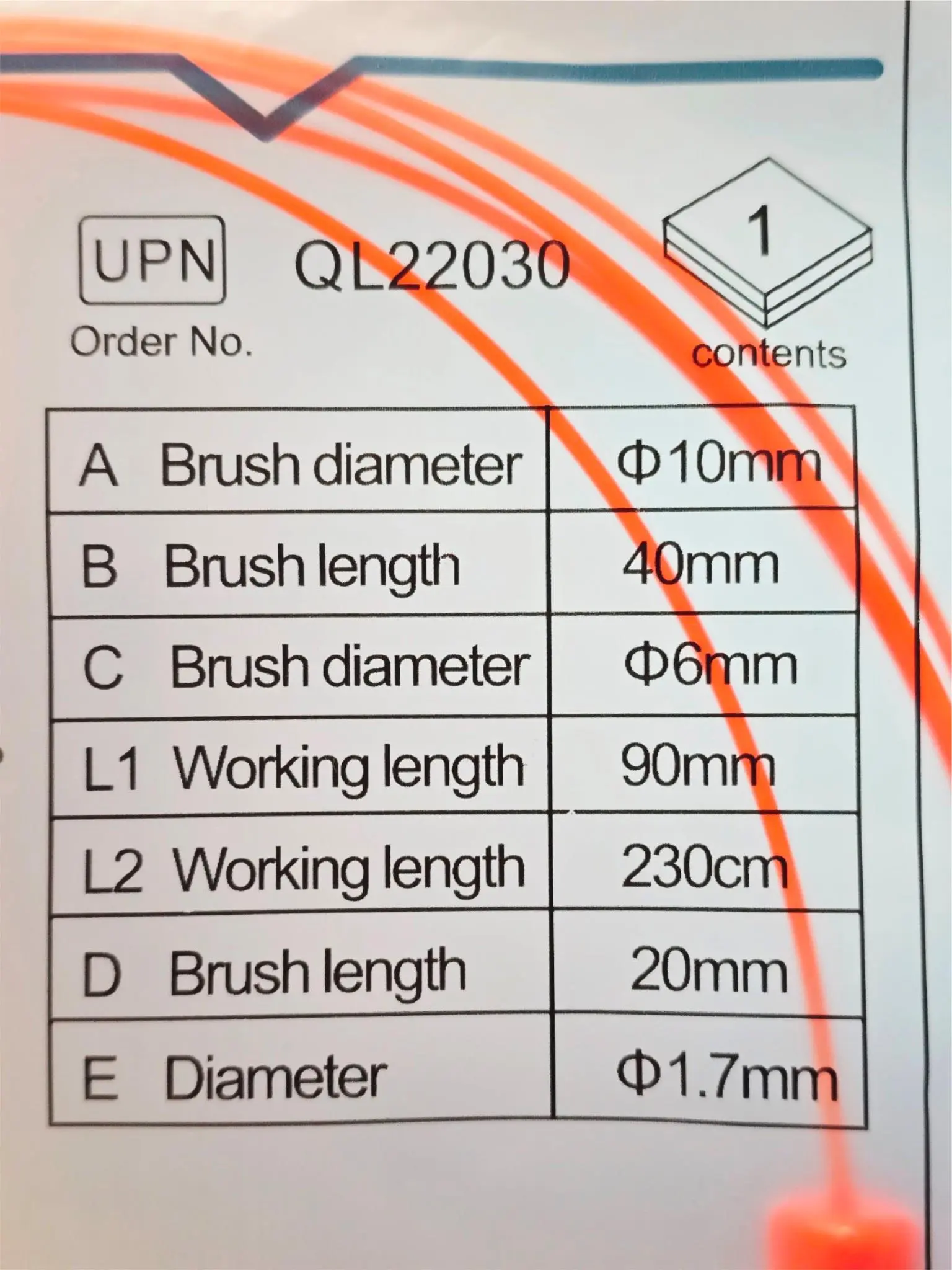 Micro-Tech MDBR1B0015A Single Ended Channel and Attached Valve Brush 40mm - Image 2