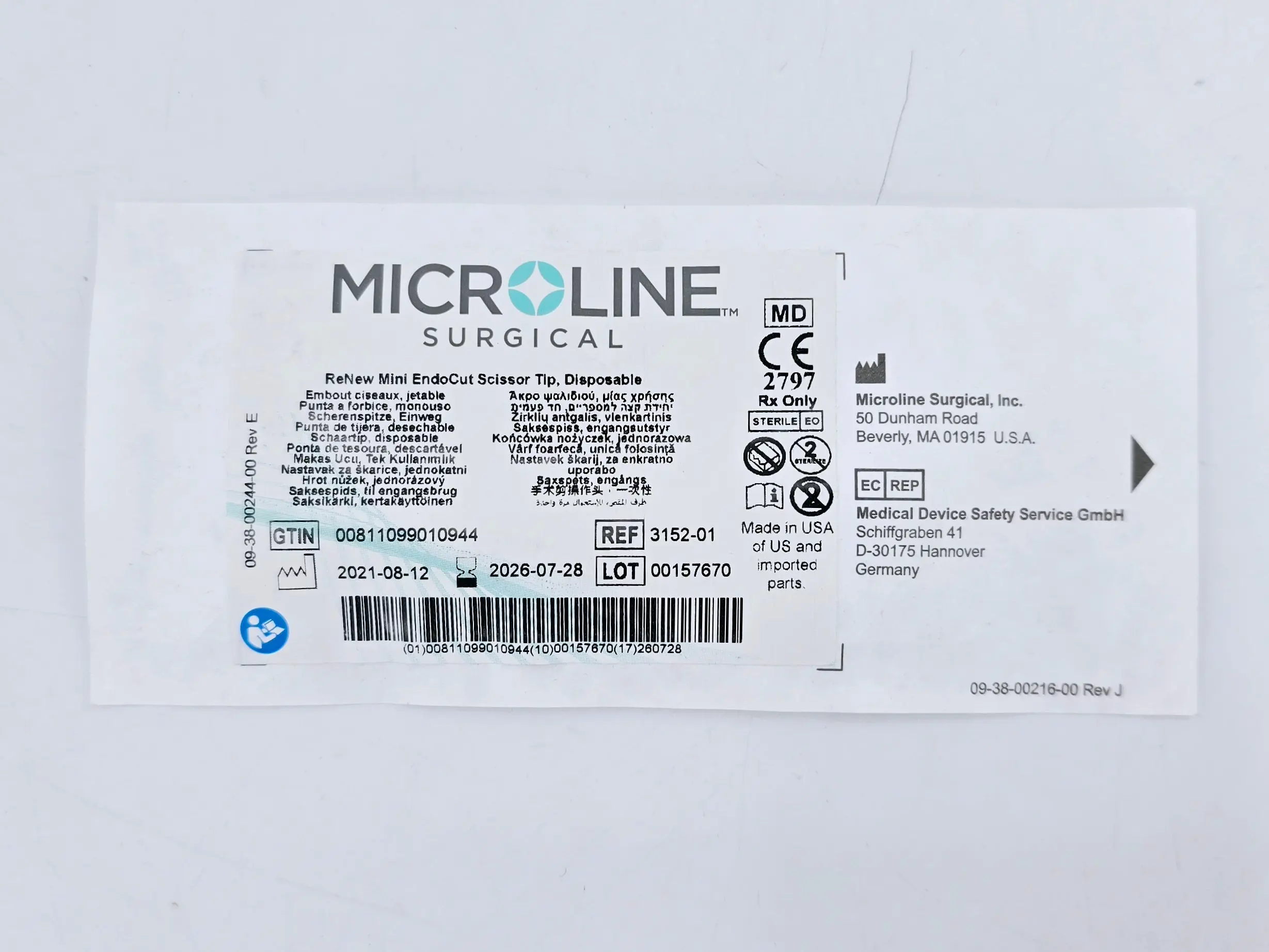 Microline Surgical 3152-01 ReNew Mini EndoCut Scissor Tip, Disposable - Image 2