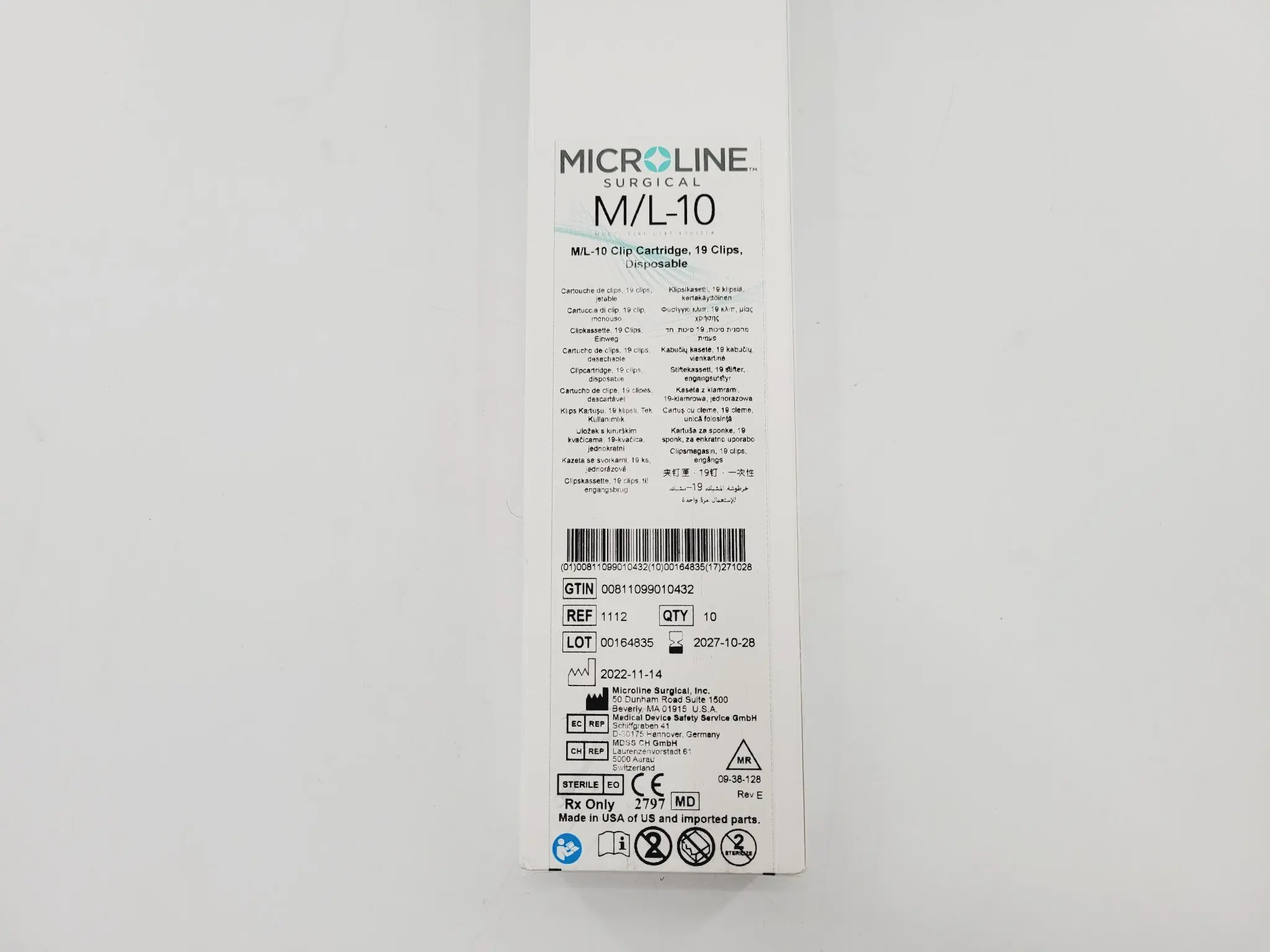 Microline Surgical M/L-10 Clip Cartridge, 10 Clips Box - Image 2