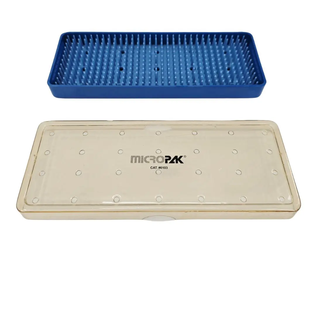 MicroPak 0103 Delicate Instrument Sterilization Tray w/ Lid 8-1/4" x 3-1/4" x 1"