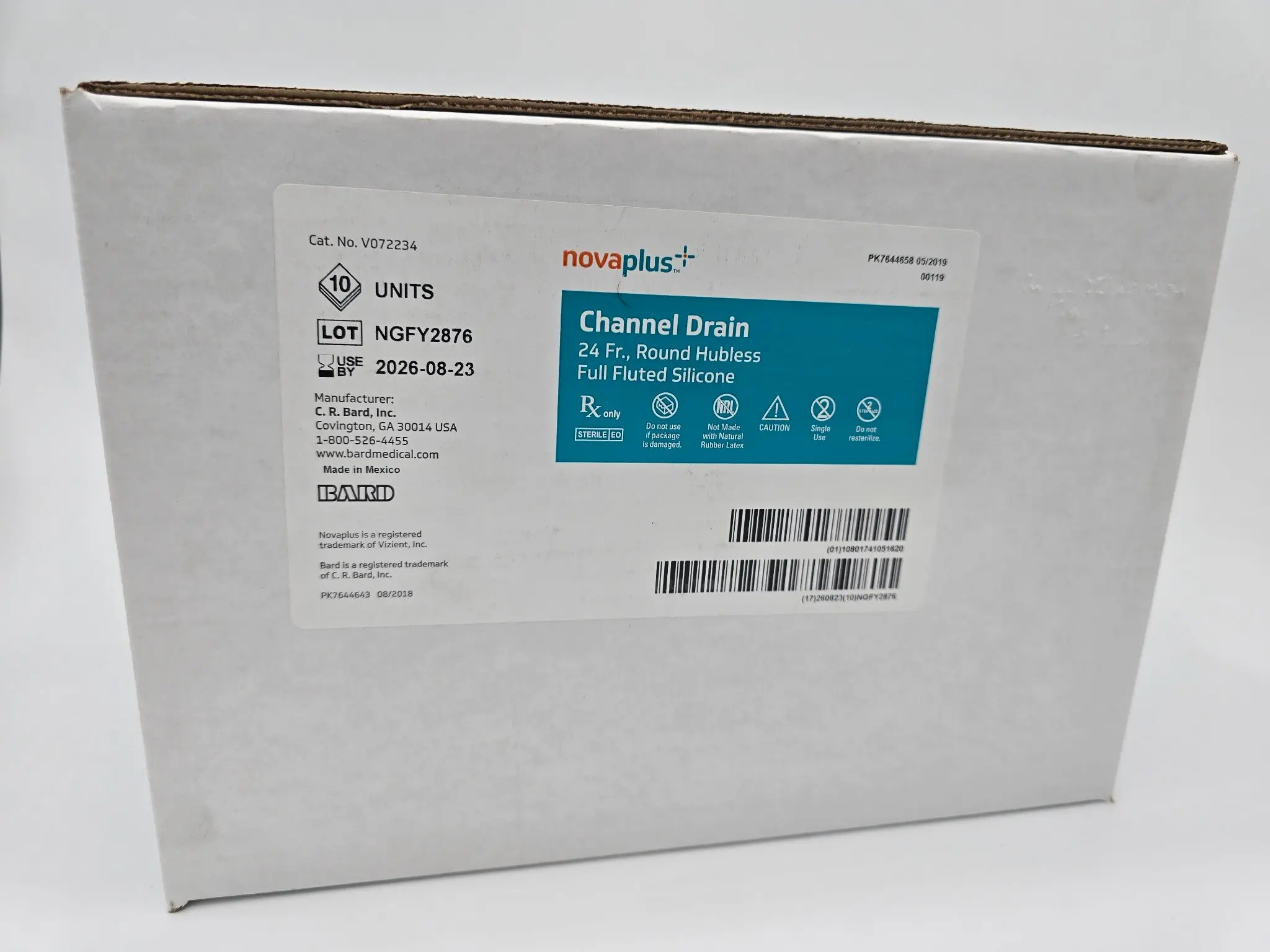 Novaplus V072234 Novaplus Channel Drain 24Fr Round Hubless Full Fluted Silicon - Image 2