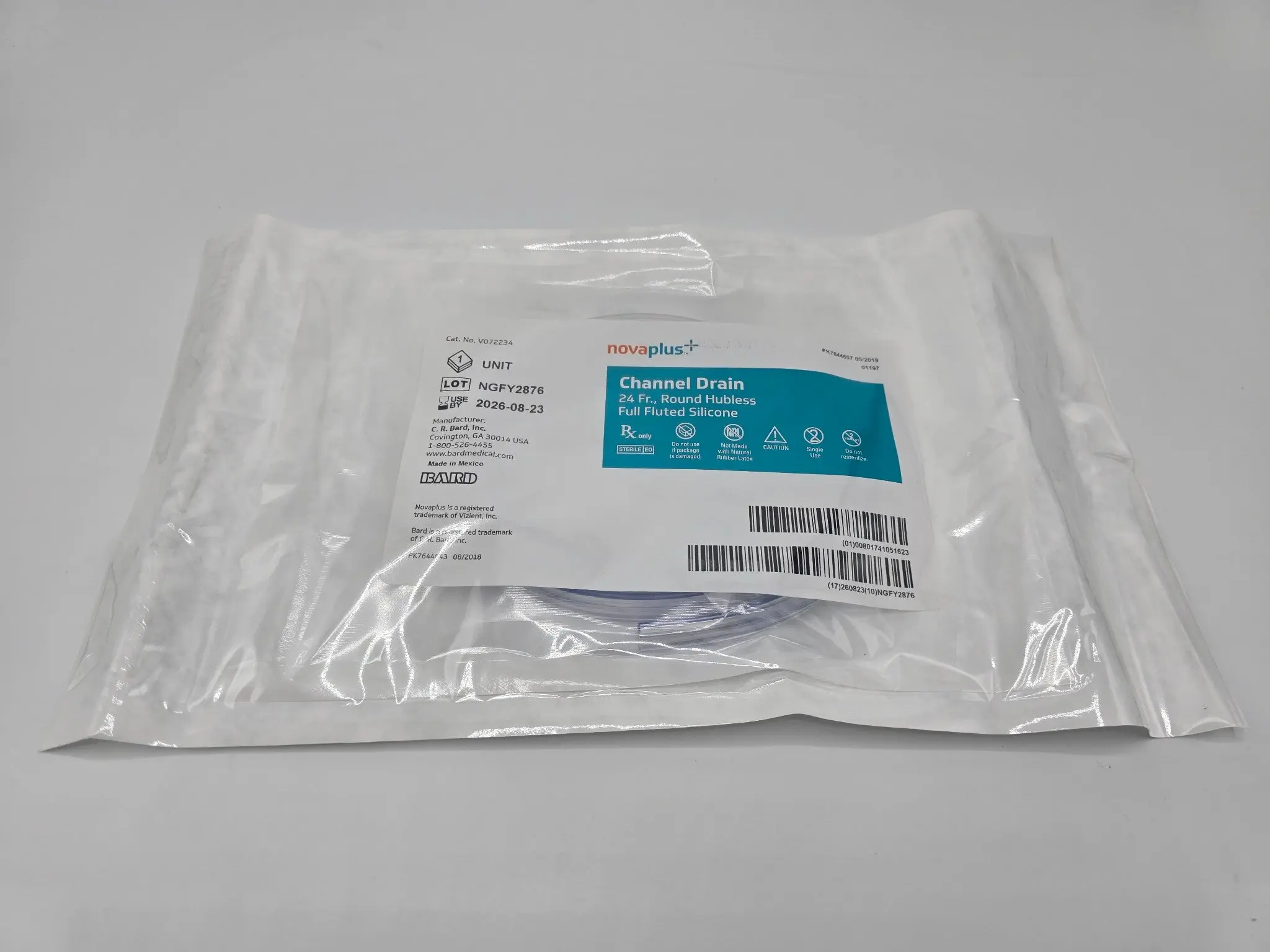 Novaplus V072234 Novaplus Channel Drain 24Fr Round Hubless Full Fluted Silicon - Image 3