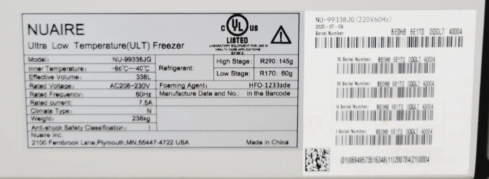 Nuaire NU-99338J Ultra Low-Temperature ULT Freezer -86°C-40°C 12 cu - Image 10