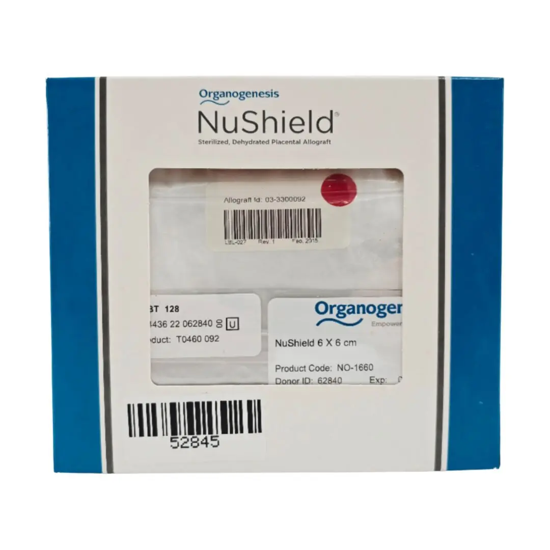 Organogenesis NO-1660 NuShield 6 X 6cm Sterilized, Dehydrated Placental Allograft