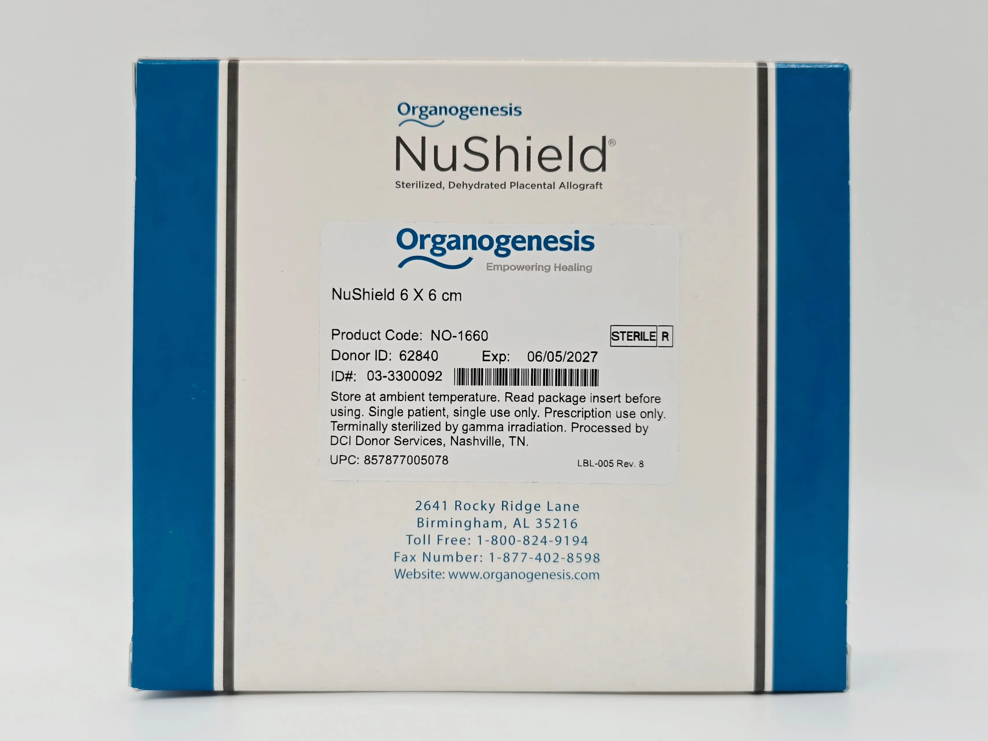 Organogenesis NO-1660 NuShield 6 X 6cm Sterilized, Dehydrated Placental Allograft - Image 3