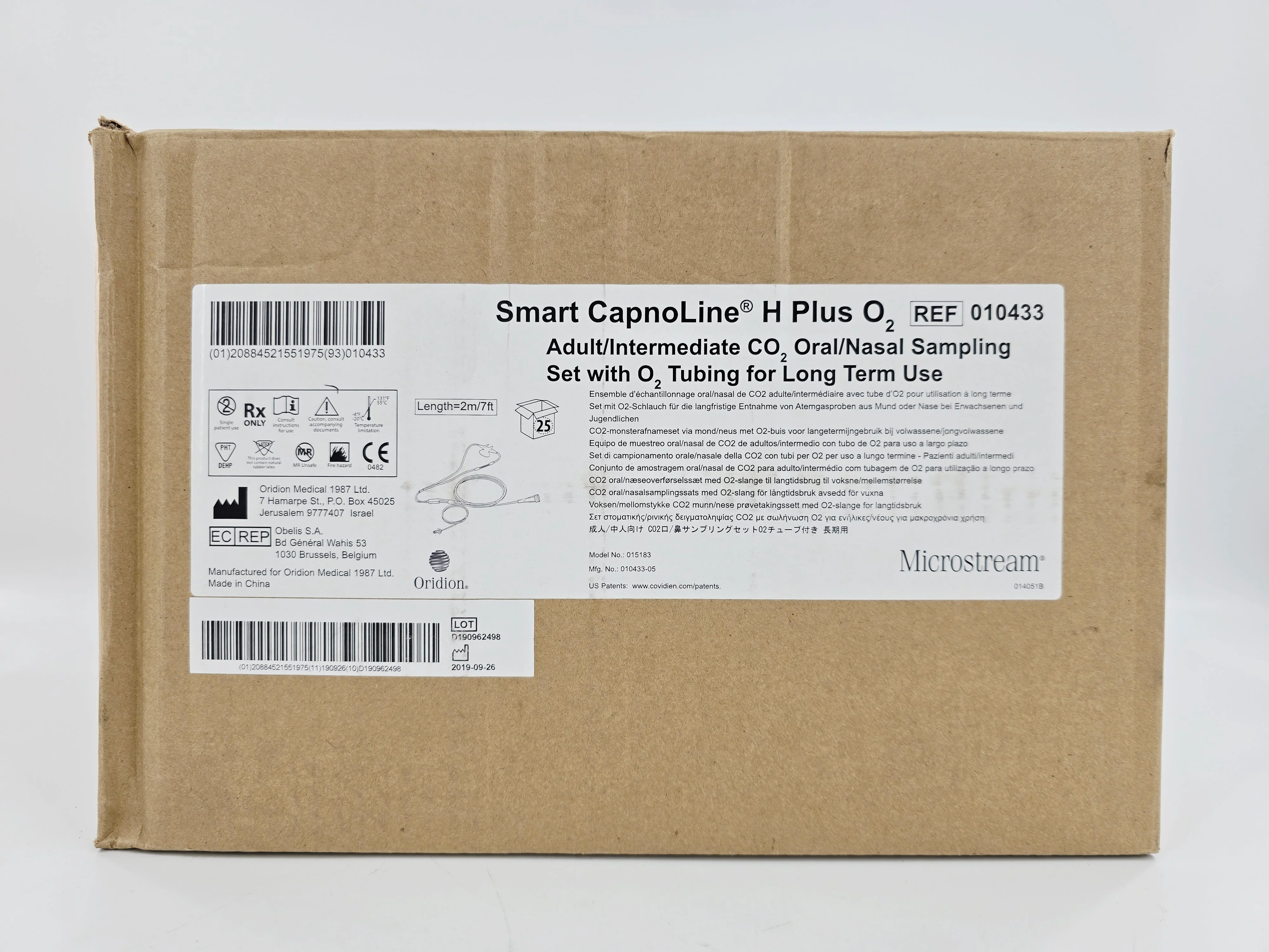 Oridion 010433 Microstream Smart CapitoLine H Plus O2 Adult/Intermediate CO2 Nasal Sampling Set w/ Tubing CS/25 - Image 2