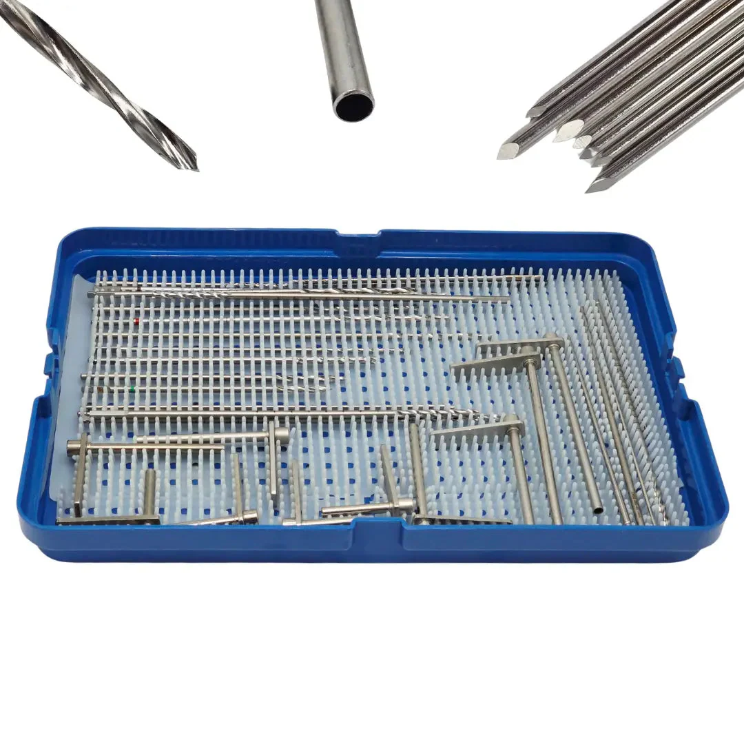 Orthopedic Cannulated Drill Bit Set AO-Style Surgical w/ Guides, Wires and Tray