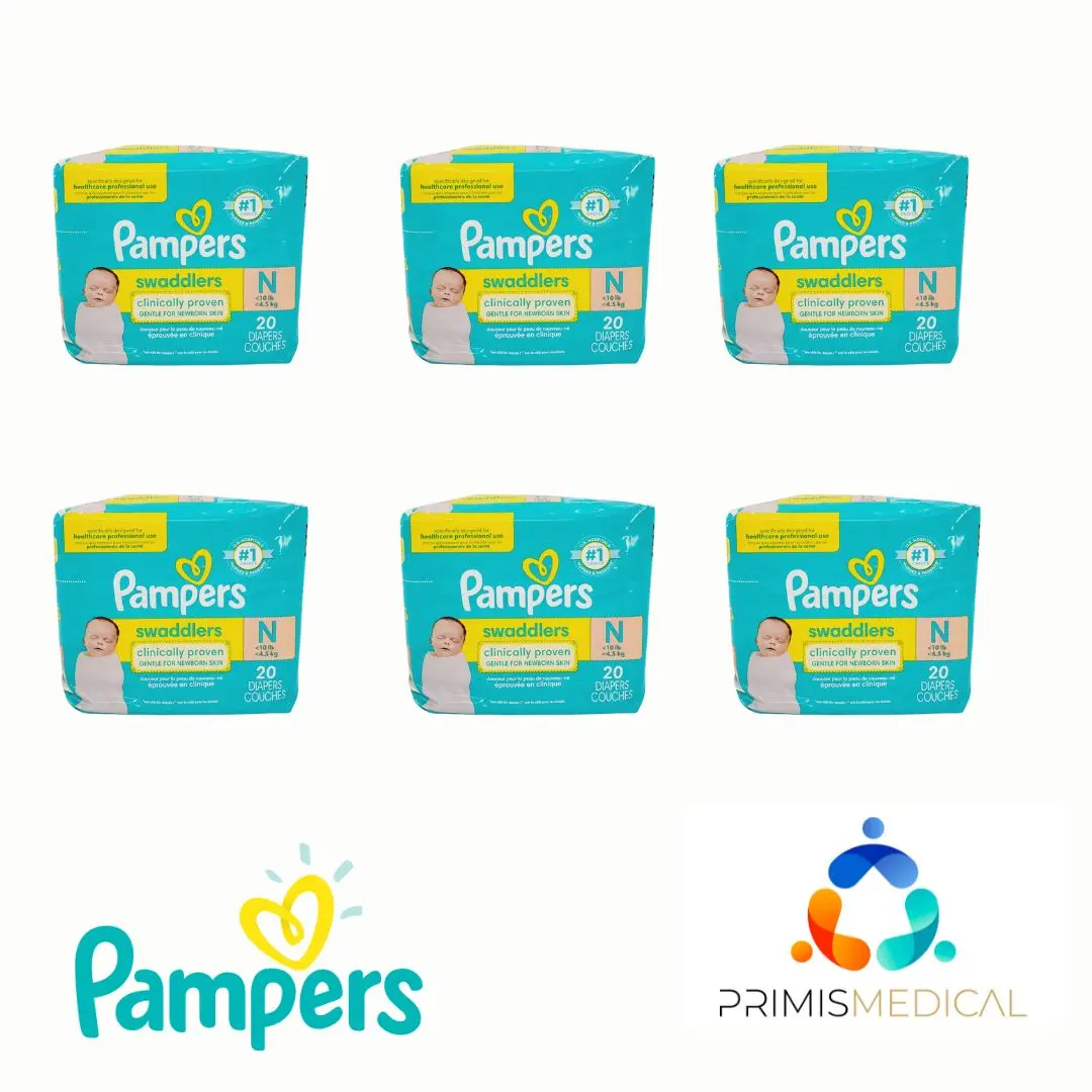 Pampers Swaddlers Newborn Size N (Up to 10 lb / 4.5 kg) - 6 Packs Total of 120