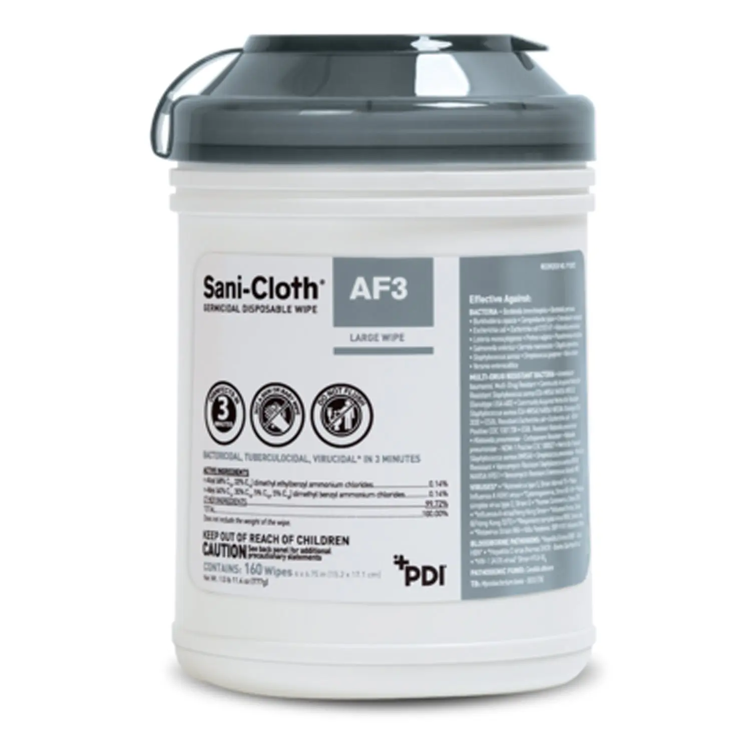 PDI P13872 SANI-CLOTH AF3 GERMICIDAL DISPOSABLE WIPE AF3 Germicidal Disposable Wipe, Large, 6" x 6¾", 160/canister, 12 can/cs