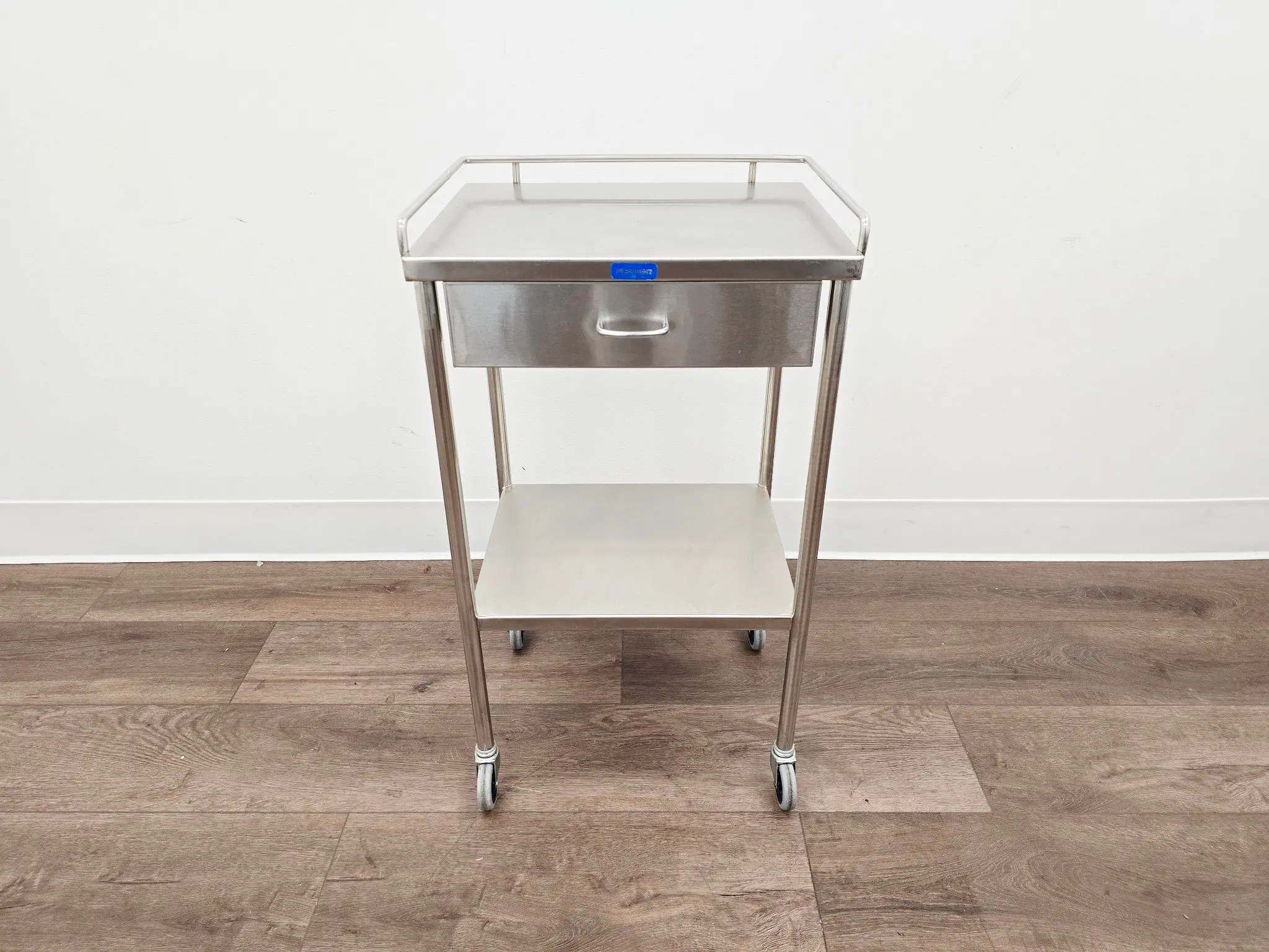 Pedigo SG-80-SS Stainless Steel Utility Cart w/ Shelf Drawer & Rail - Image 4