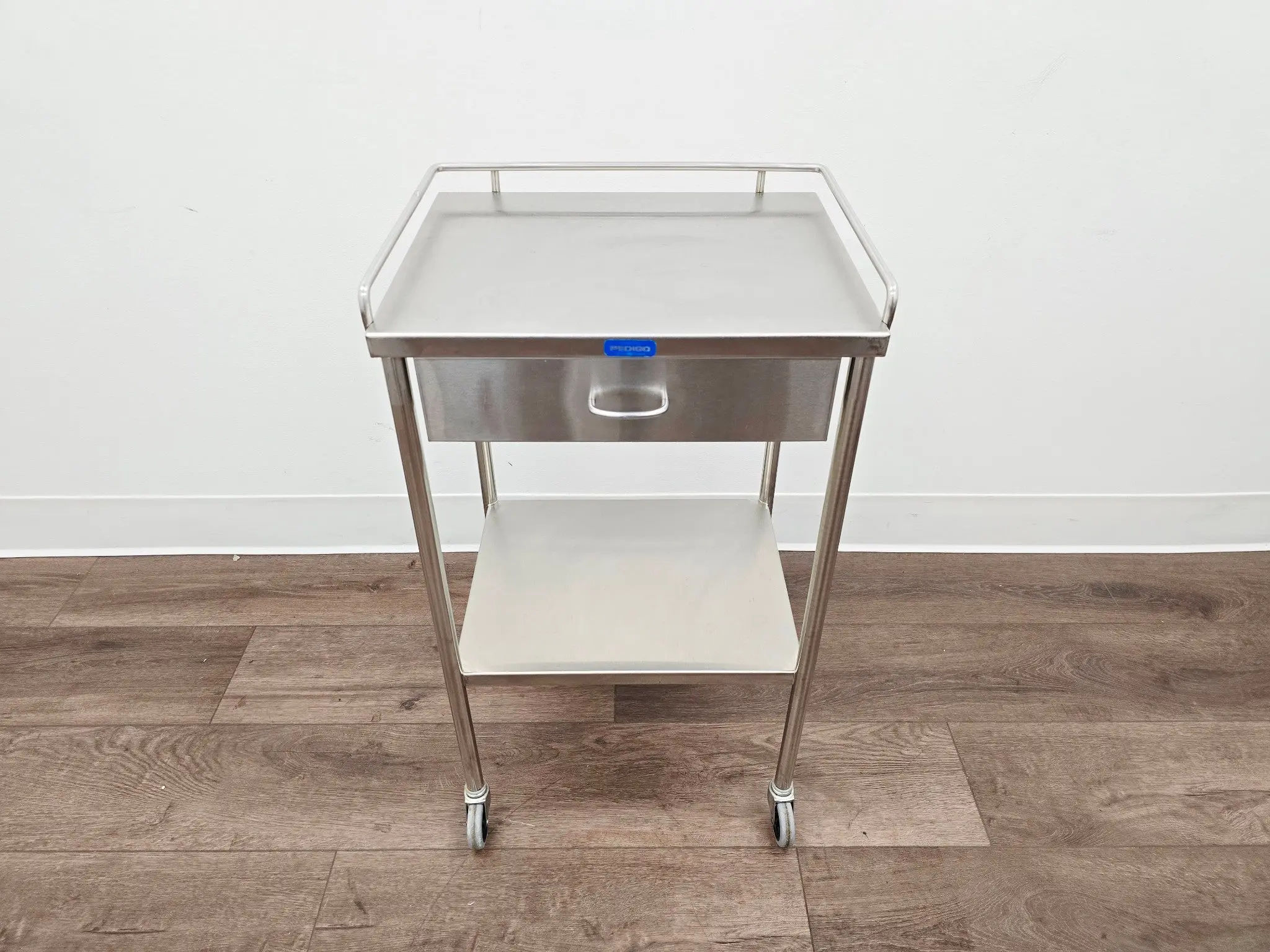 Pedigo SG-80-SS Stainless Steel Utility Cart w/ Shelf Drawer & Rail - Image 5