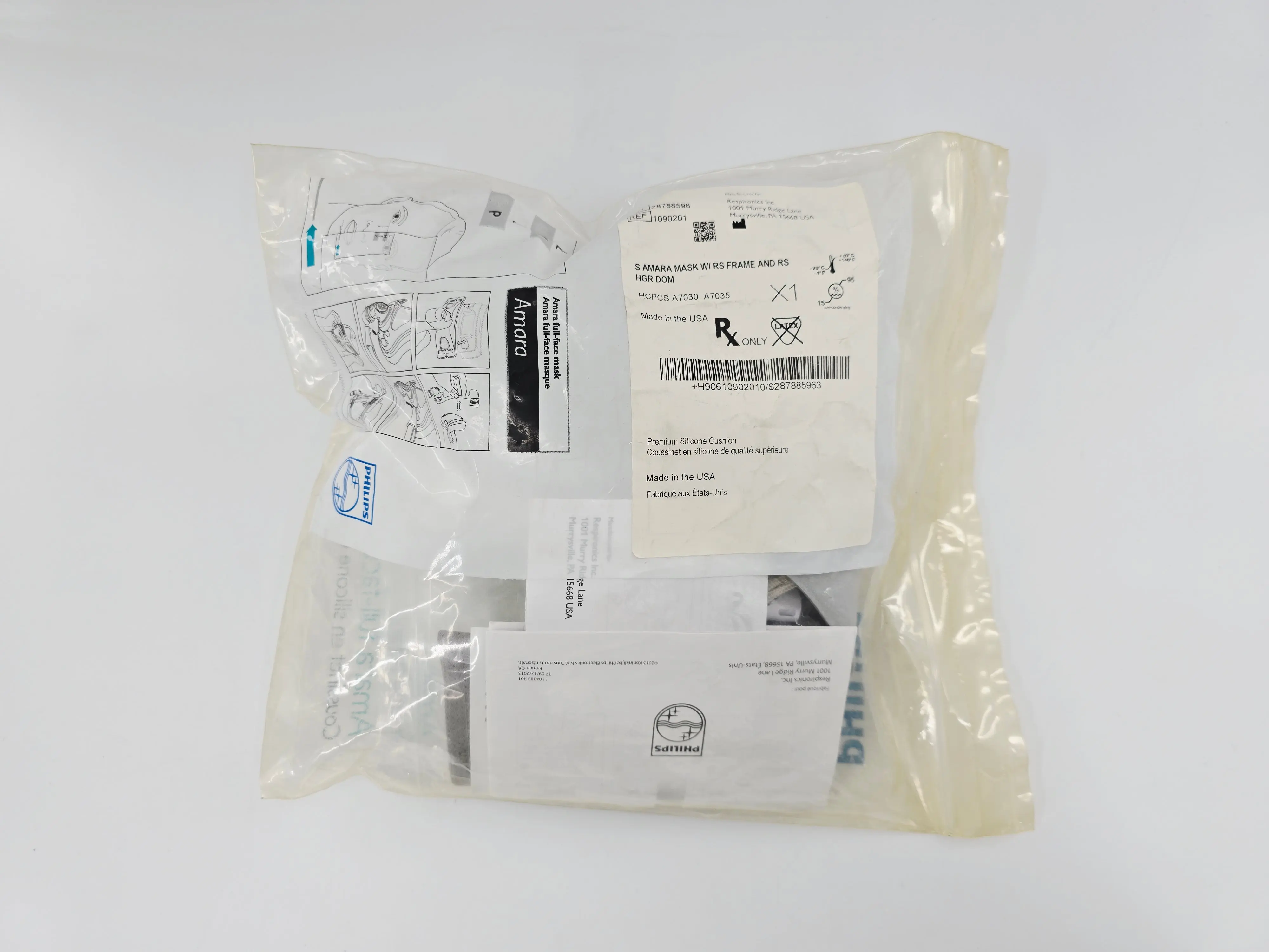 Philips 1090201 Respironics Amara Mask w/ RS Frame & RS Headgear Small - Image 2