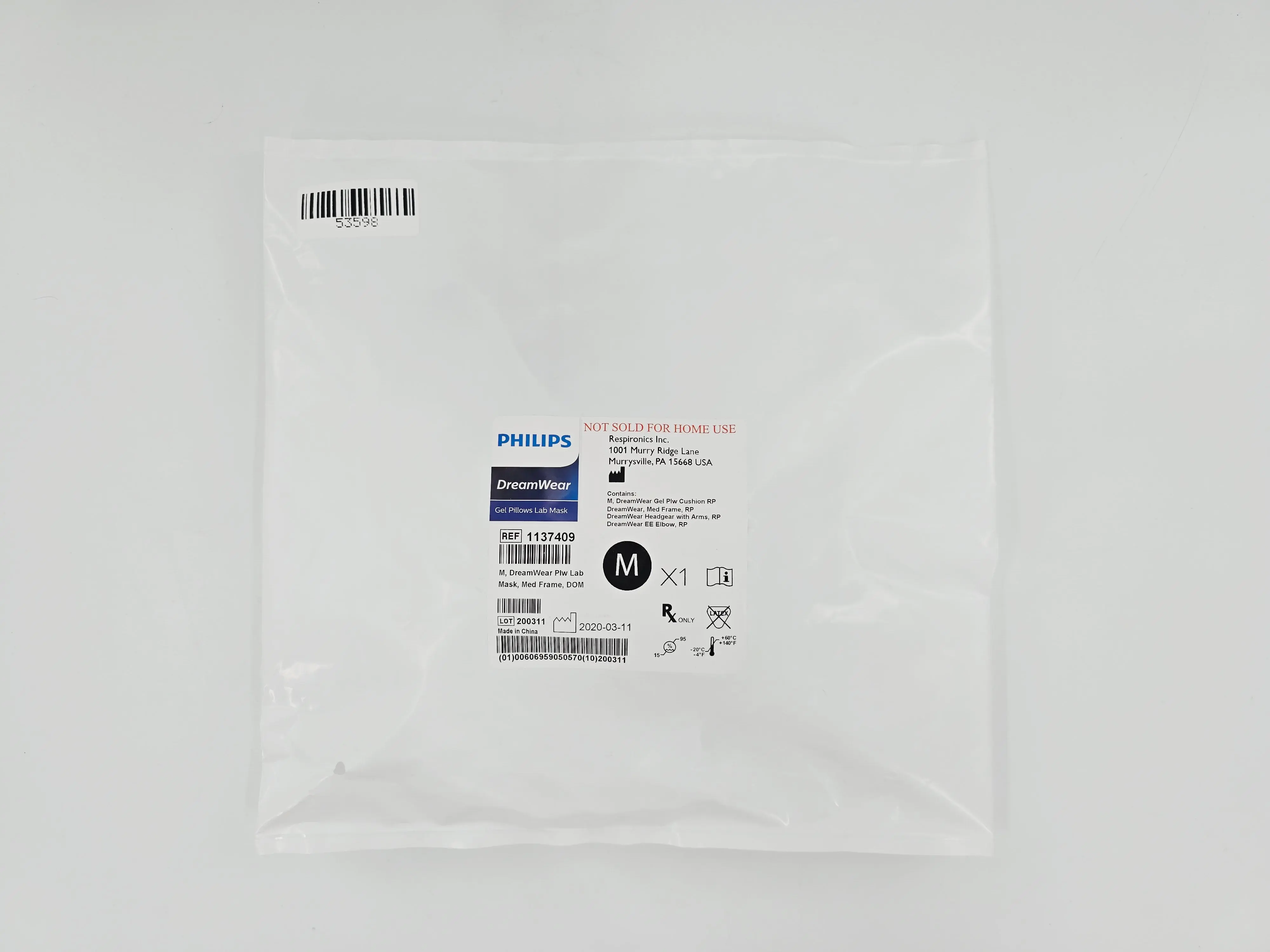 Philips 1137409 Respironics DreamWear Medium Gel Pillows Lab Mask Medium Frame - Image 2
