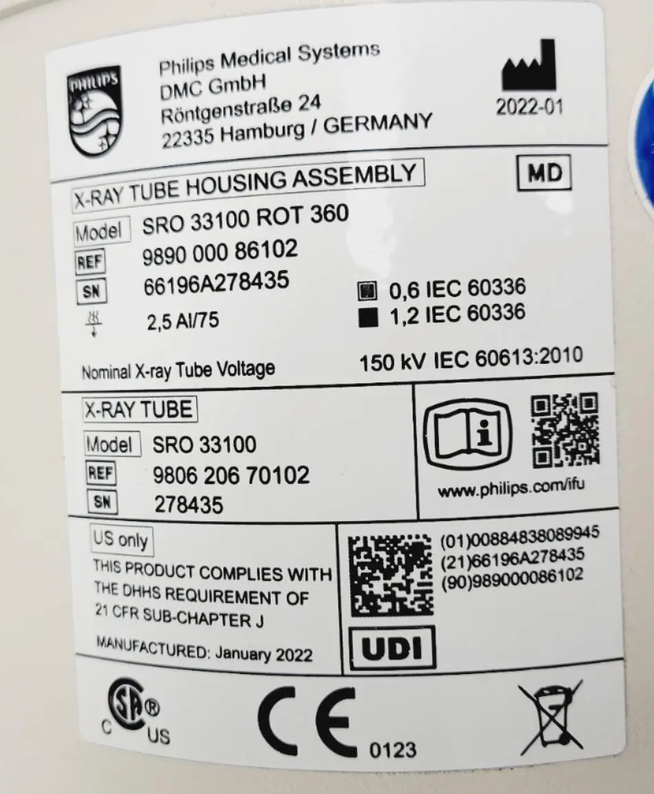 Philips 9890-000-86102 X-Ray Tube DOM: 01-2022 - Image 3