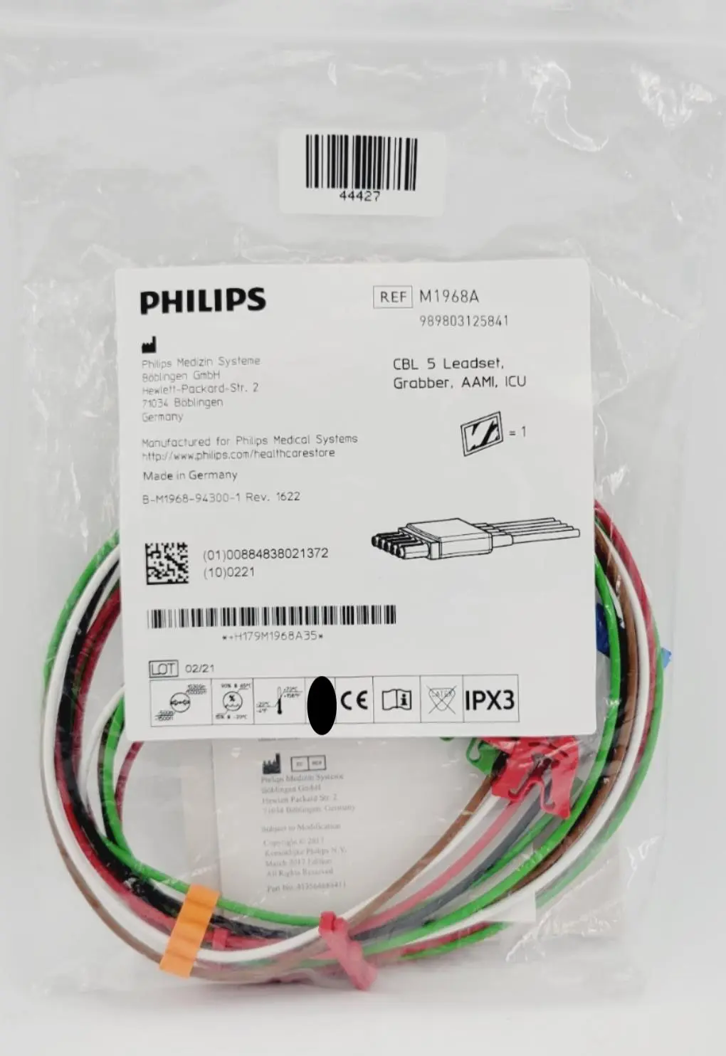 Philips M1968A 5 Lead Grabber Leadset AAMI ICU Cable 5.2" - Image 2
