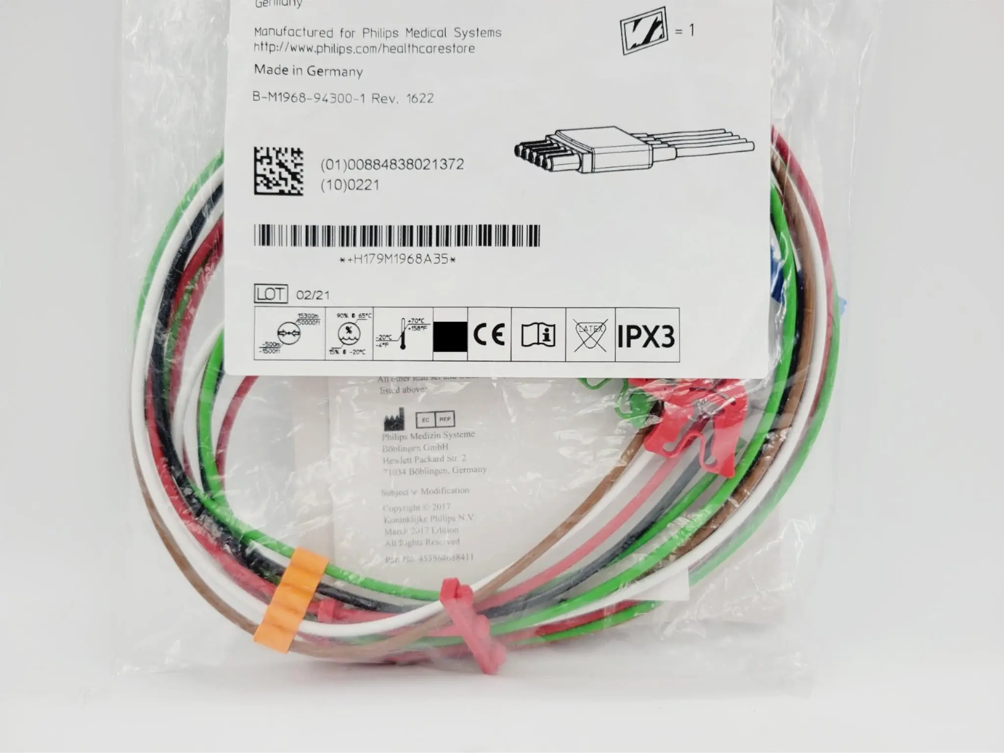 Philips M1968A 5 Lead Grabber Leadset AAMI ICU Cable 5.2" - Image 3