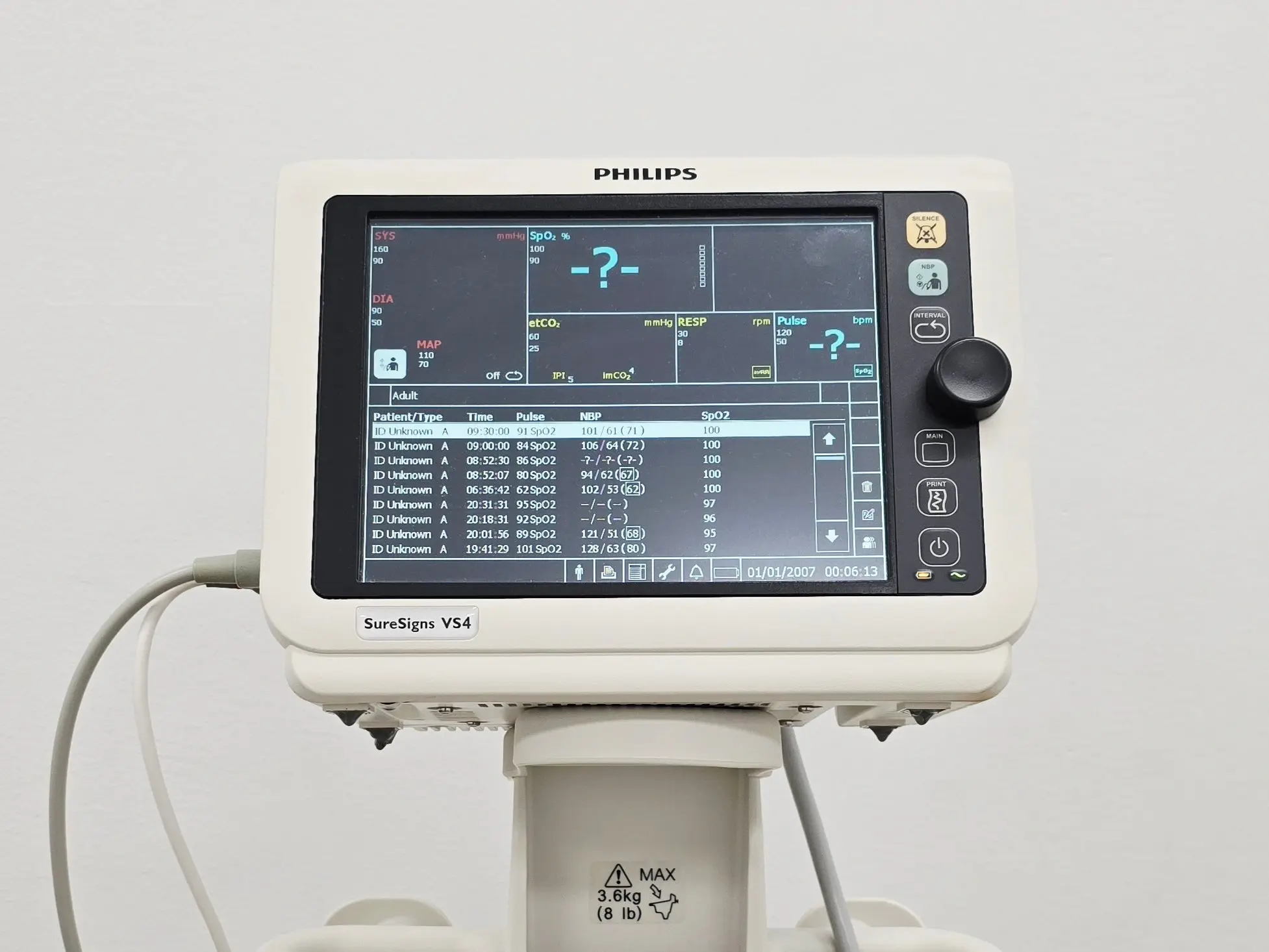 Philips SureSigns VS4 Vital Signs Monitor w/ NBP SpO2 Temp 863283 S/W: A.07.33 - Image 4