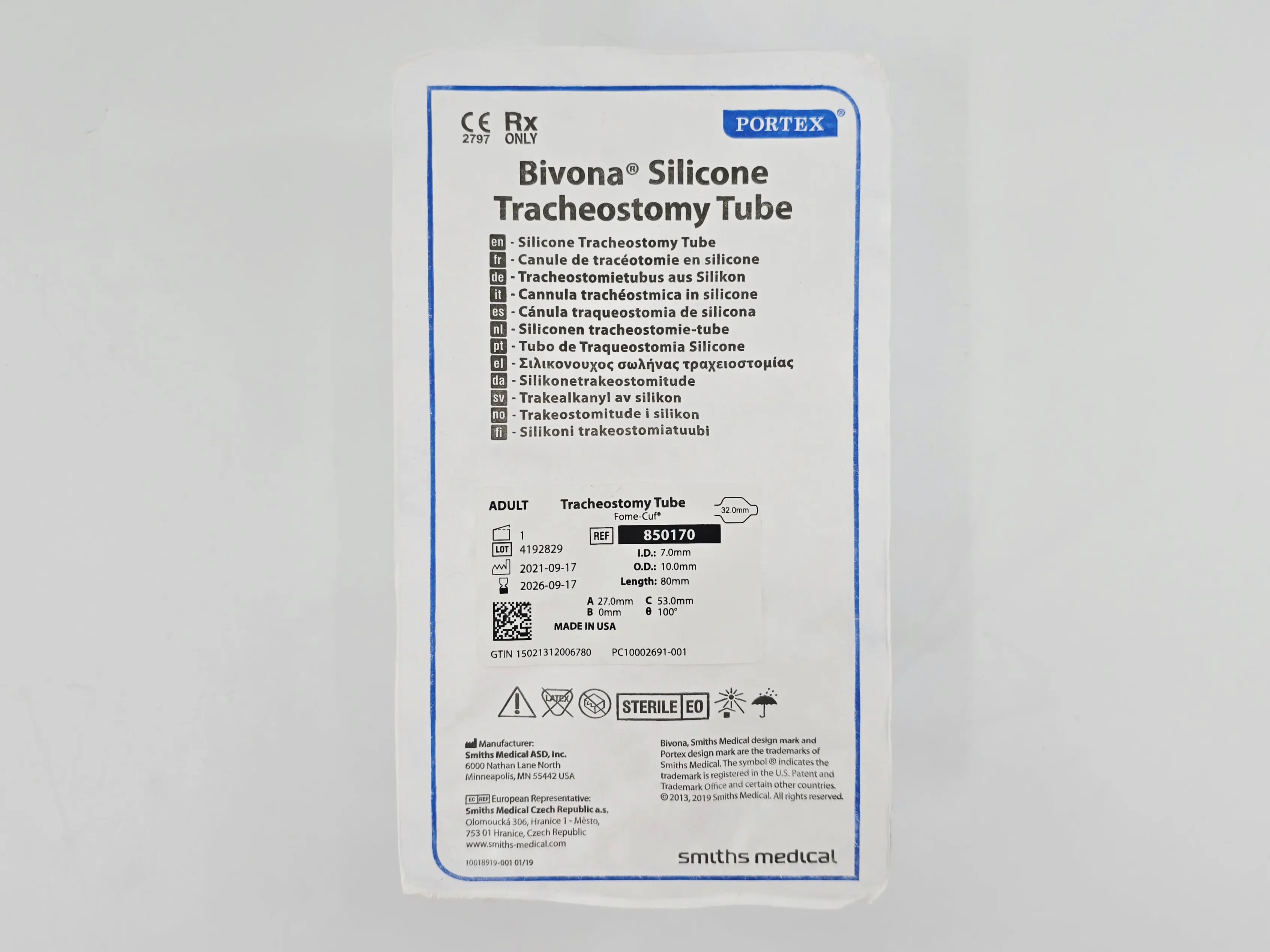 Smiths Medical 850170 Portex Bivona Adult Fome-Cuf Tracheostomy Tube Kit 7mm - Image 2