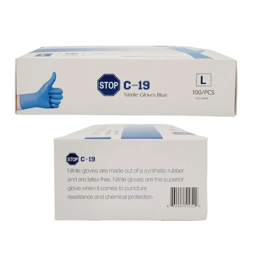 Powder Free Blue Nitrile Exam Gloves Large Stop C-19 Latex Free 1000/CS - Image 3