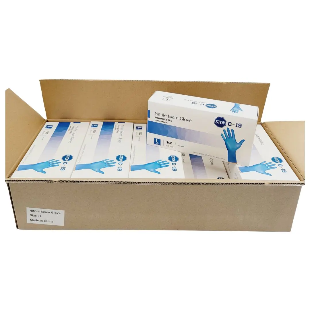 Powder Free Blue Nitrile Exam Gloves Large Stop C-19 Latex Free 1000/CS - Image 4