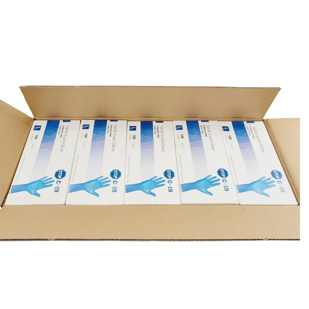 Powder Free Blue Nitrile Exam Gloves Large Stop C-19 Latex Free 1000/CS - Image 5