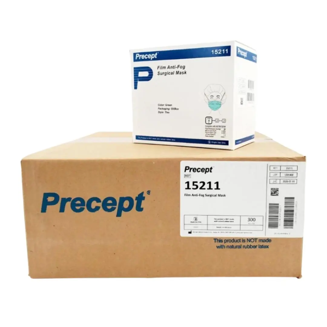 Precept 15211 Level 1 Film Anti-Fog Surgical Specialty Face Mask Green 300 Case