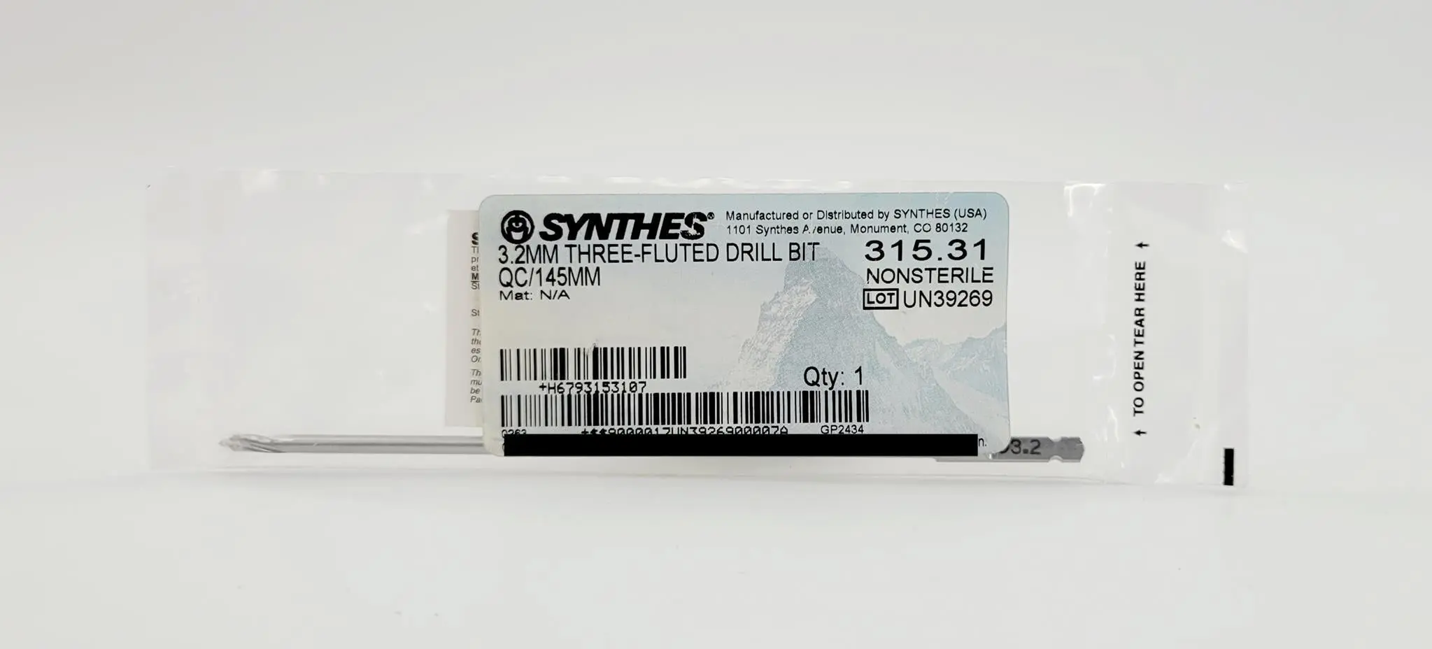 Synthes 315.31 Three Fluted Drill Bit 3.2mm Quick Connect 6" - Image 2