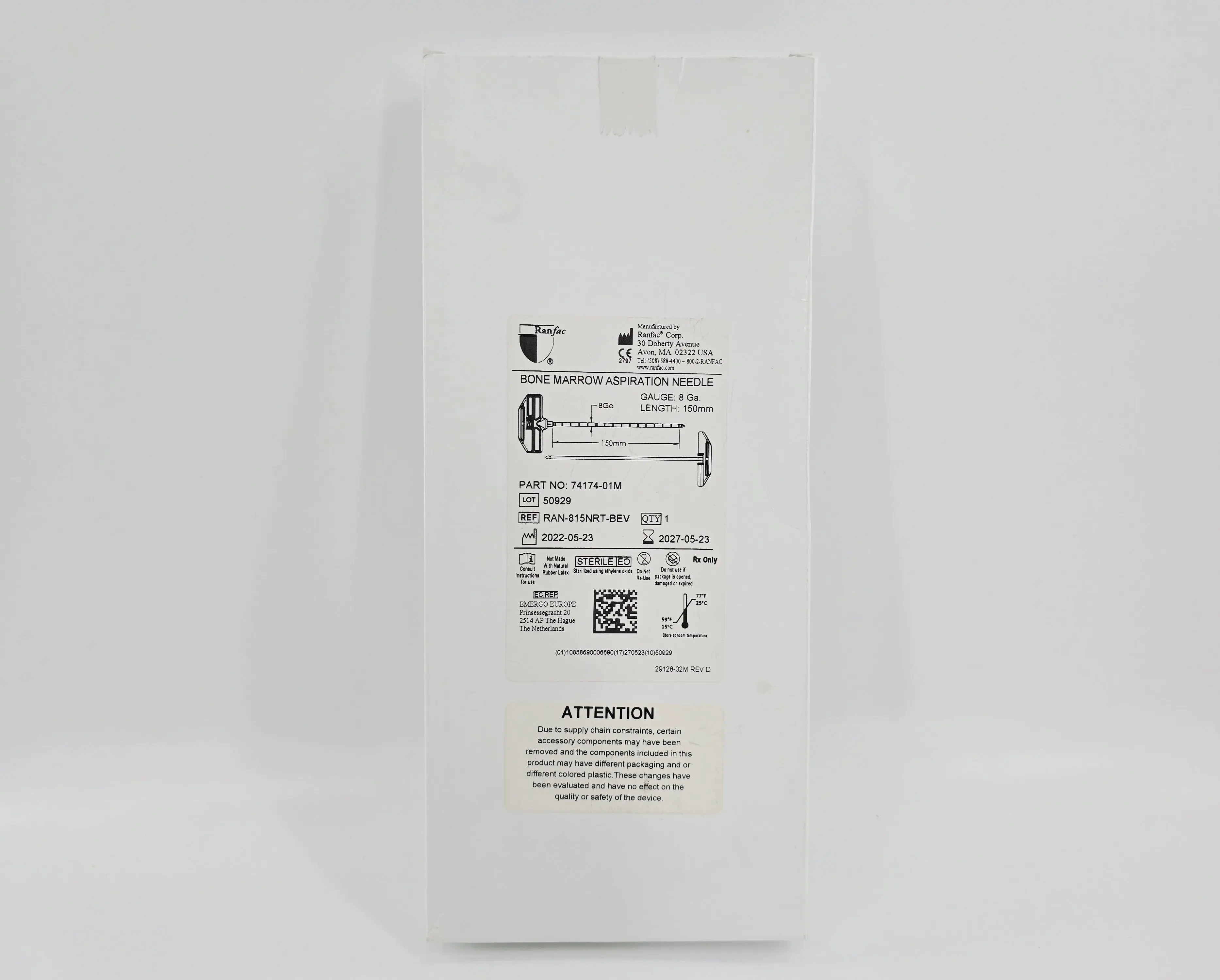 Ranfac RAN-815NRT-BEV Bone Marrow Aspiration Needle 8 Ga. x 150mm - Image 2