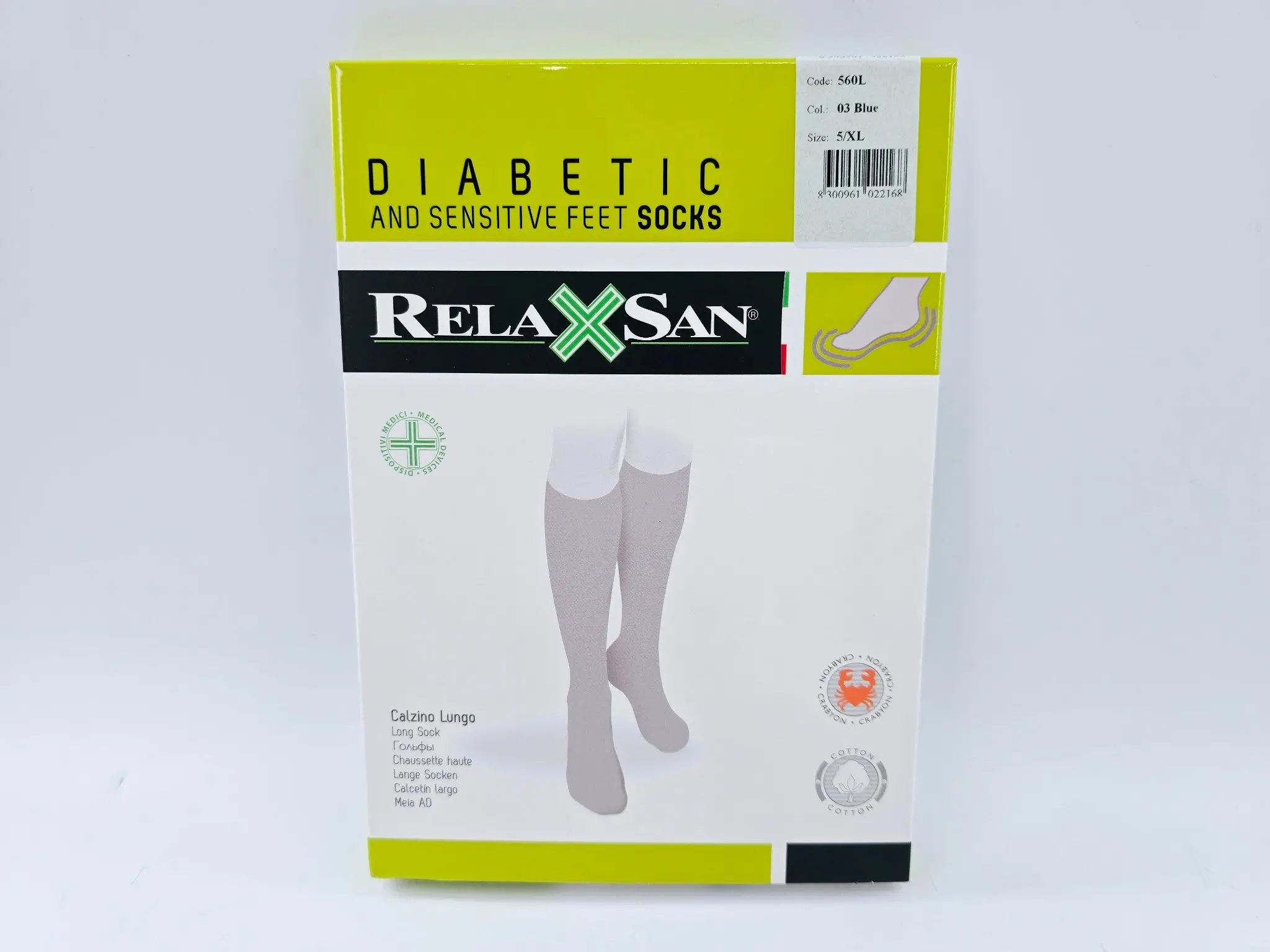RelaxSan 560L Diabetic and Sensitive Feet Long Socks, Blue, Size 5/XL NEW - Image 3