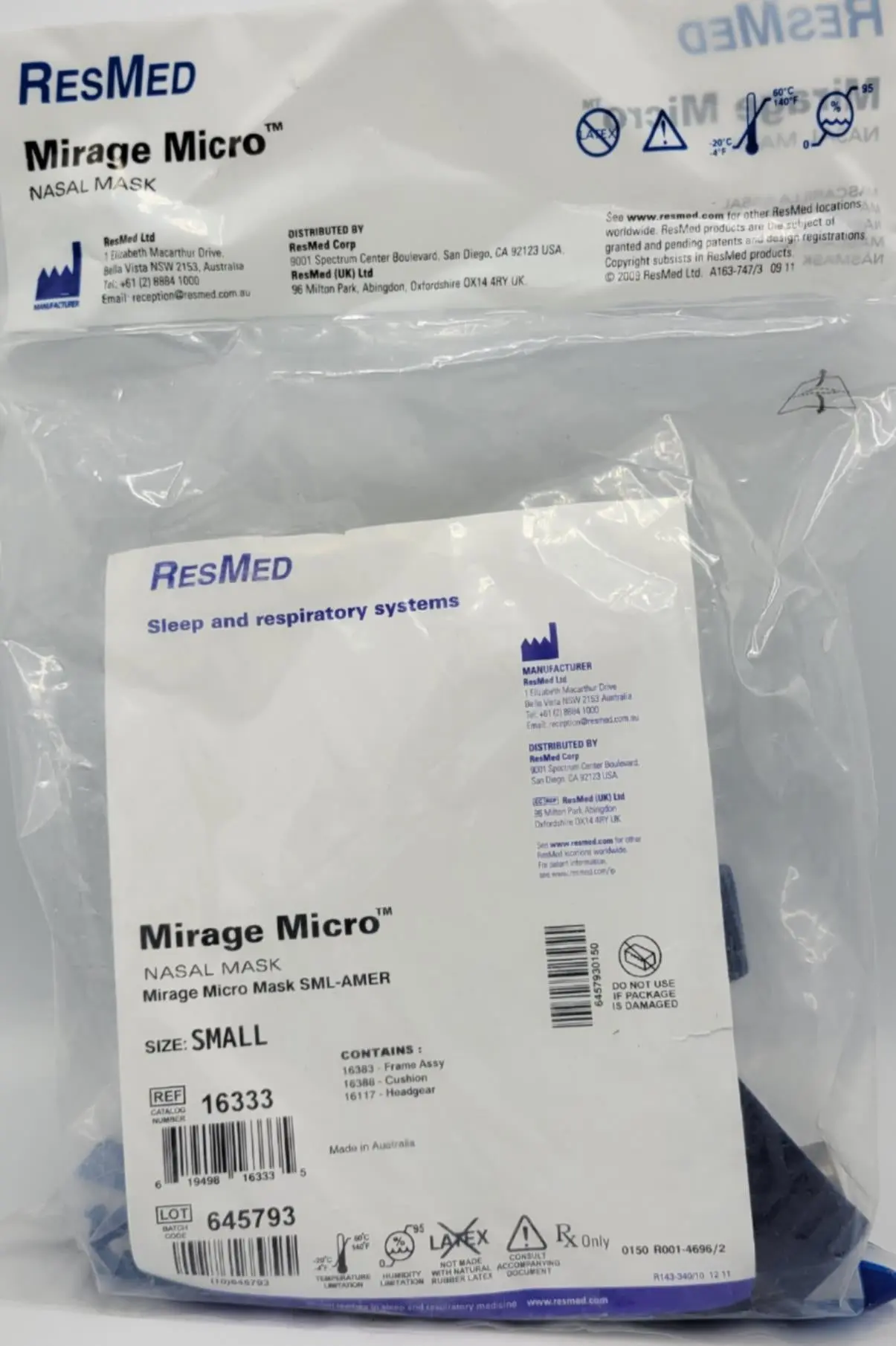 ResMed 16333 Small Mirage Micro Nasal Mask - Image 3