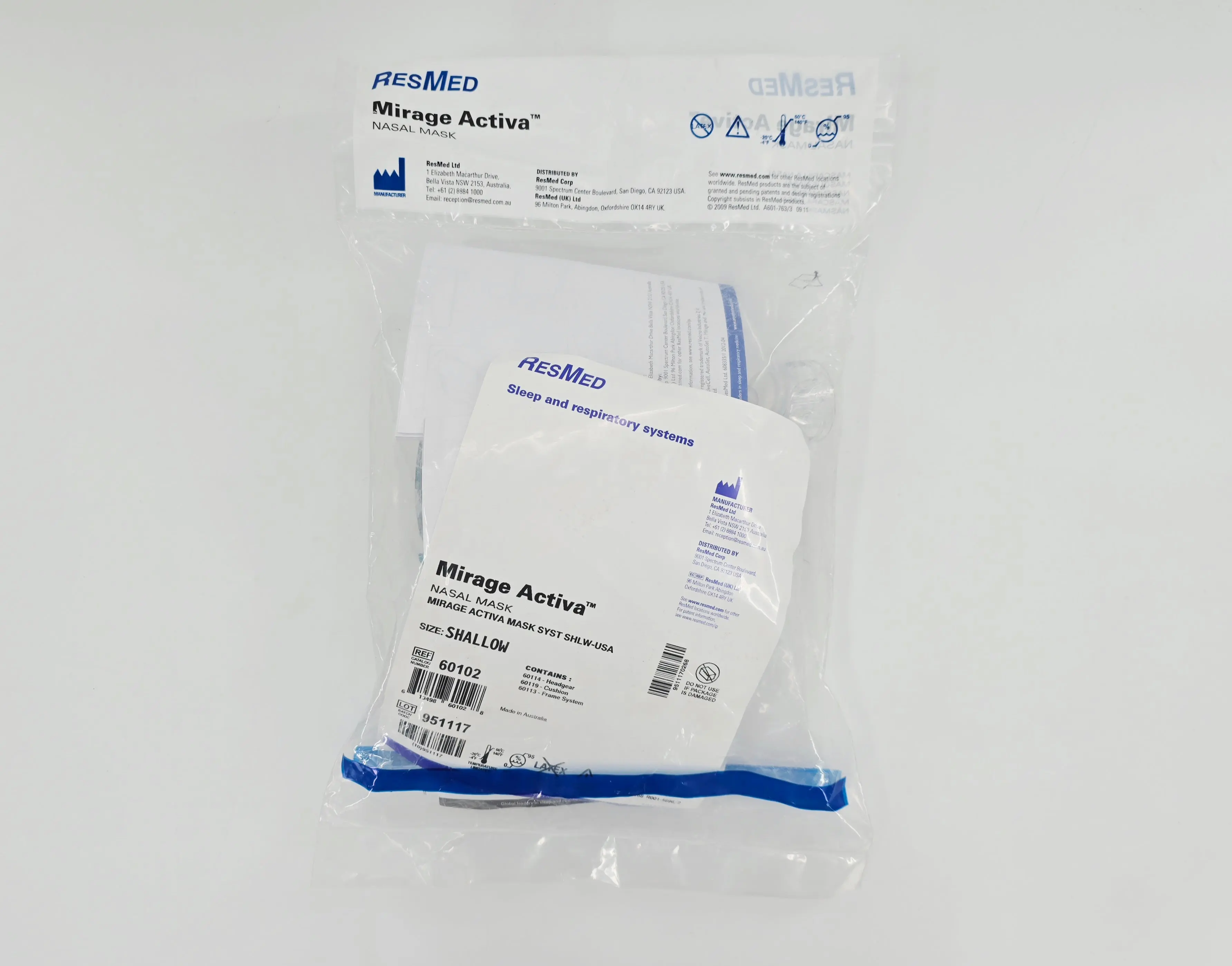 ResMed 60102 Mirage Activa Nasal Mask w/ Headgear Shallow - Image 2