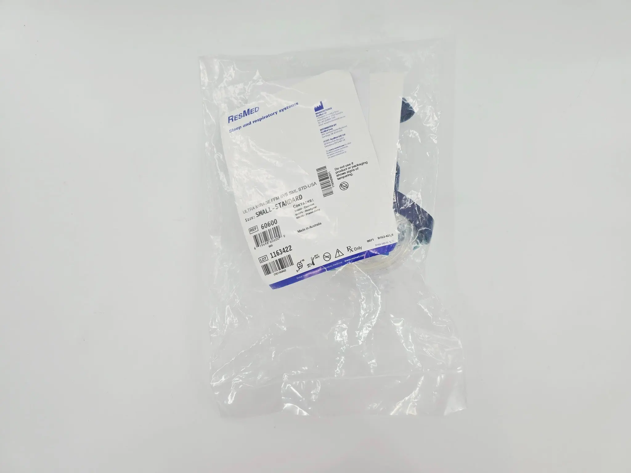 ResMed 60600 Small Ultra Mirage Full Face Mask CPAP/BiLeavel Mask w/ Headgear - Image 5