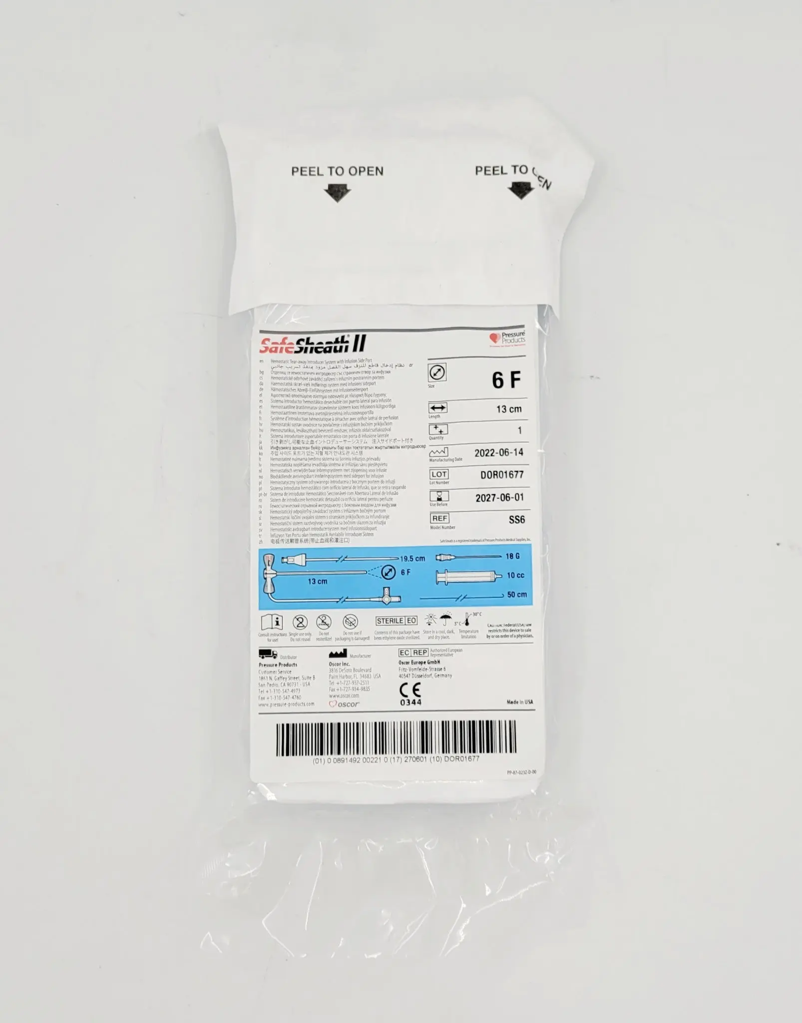 OSCOR SafeSheath II SS6 Hemostatic Tear-Away Introducer System 6Fr. x 13cm - Image 2