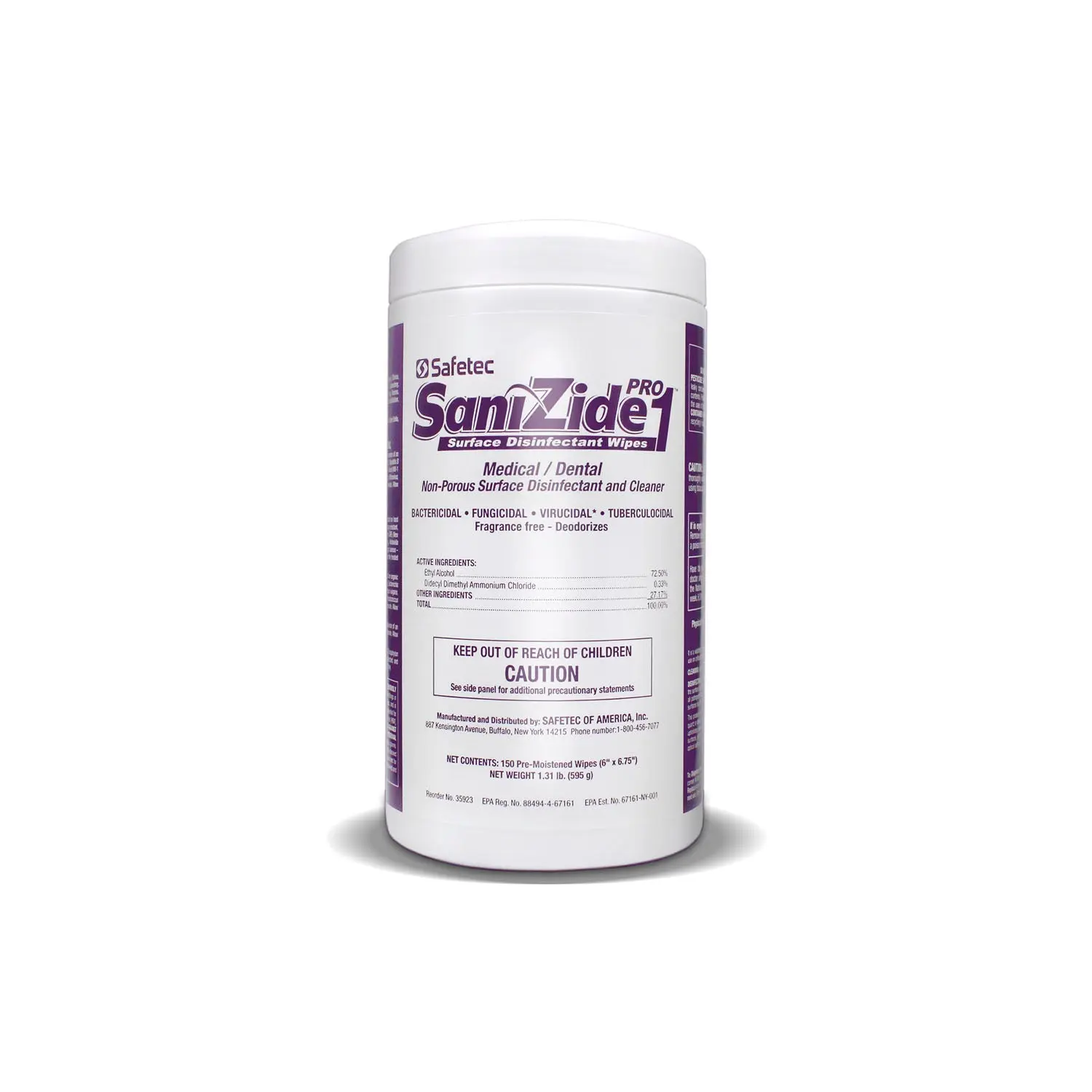 SAFETEC 35923 SANIZIDE PRO 1 SURFACE DISINFECTANT SaniZide Pro 1, Wipes, 150/bx, 12 bx/cs