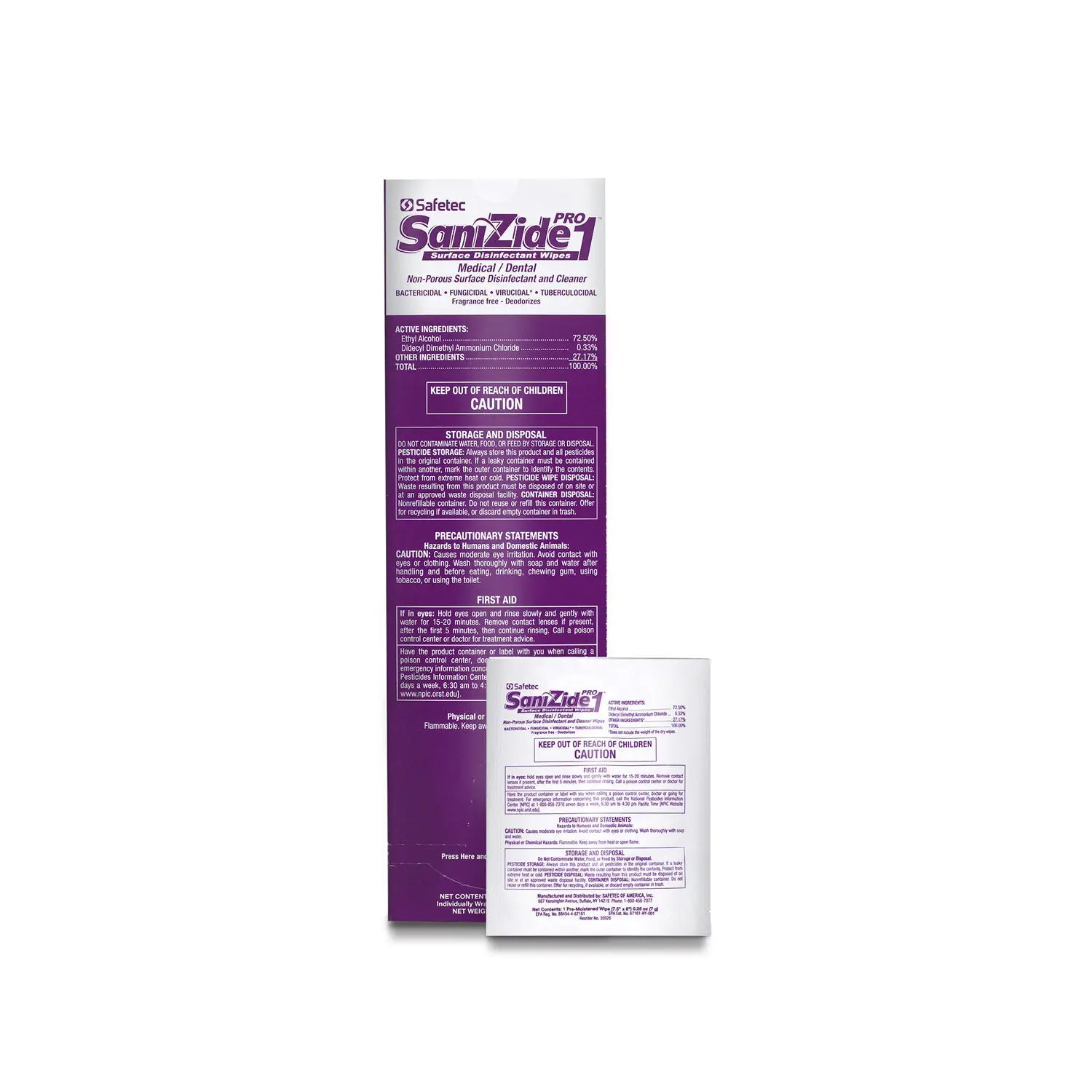 SAFETEC 35926 SANIZIDE PRO 1 SURFACE DISINFECTANT SaniZide Pro 1, Wipes, 50/bx, 6 bx/cs