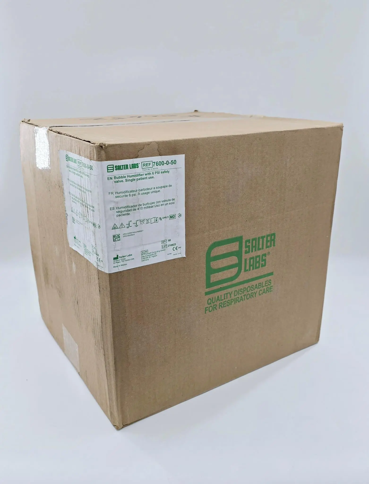Salter Labs 7600-0-50 350mL Bubble Humidifier w/ 6 PSI Safety Valve Case Of 50 - Image 2