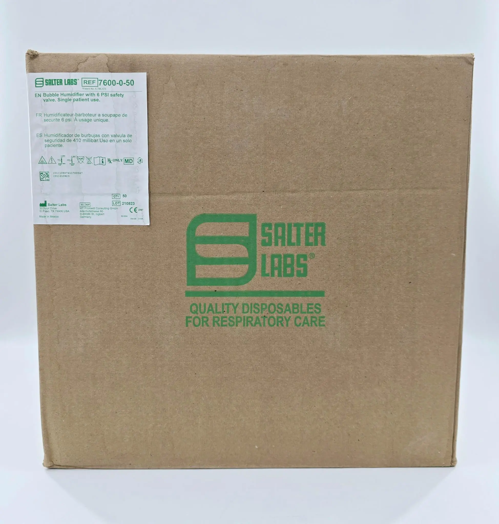 Salter Labs 7600-0-50 350mL Bubble Humidifier w/ 6 PSI Safety Valve Case Of 50 - Image 3