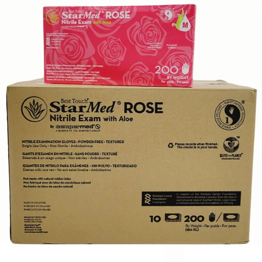 Sempermed SMNR203 Best Touch StarMed Rose Nitrile Examination Gloves Medium CS/2000